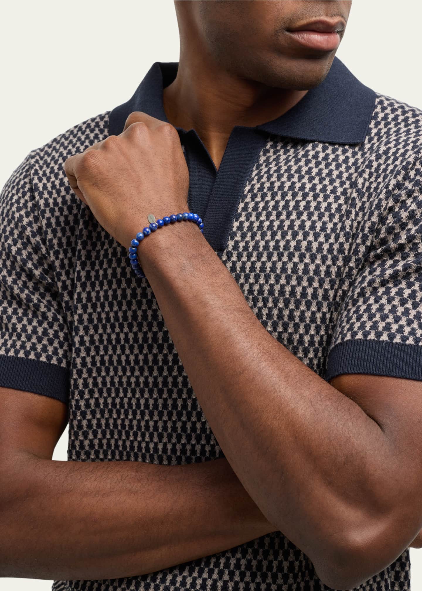 Jan Leslie Men's Lapis Lazuli Beaded Stretch Bracelet Image 5 of 5