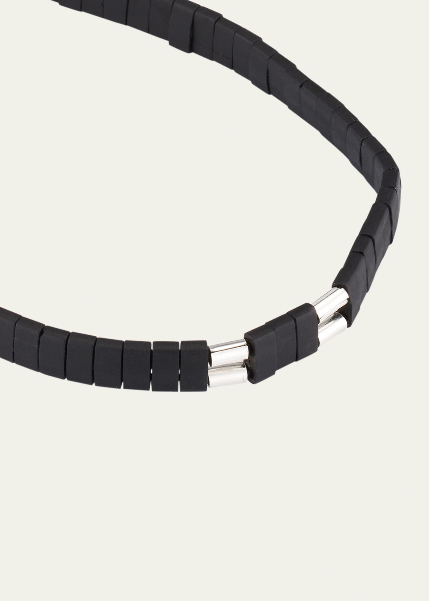 Jan Leslie Men's Sterling Silver and Chiclet Beaded Pull Cord Bracelet ...