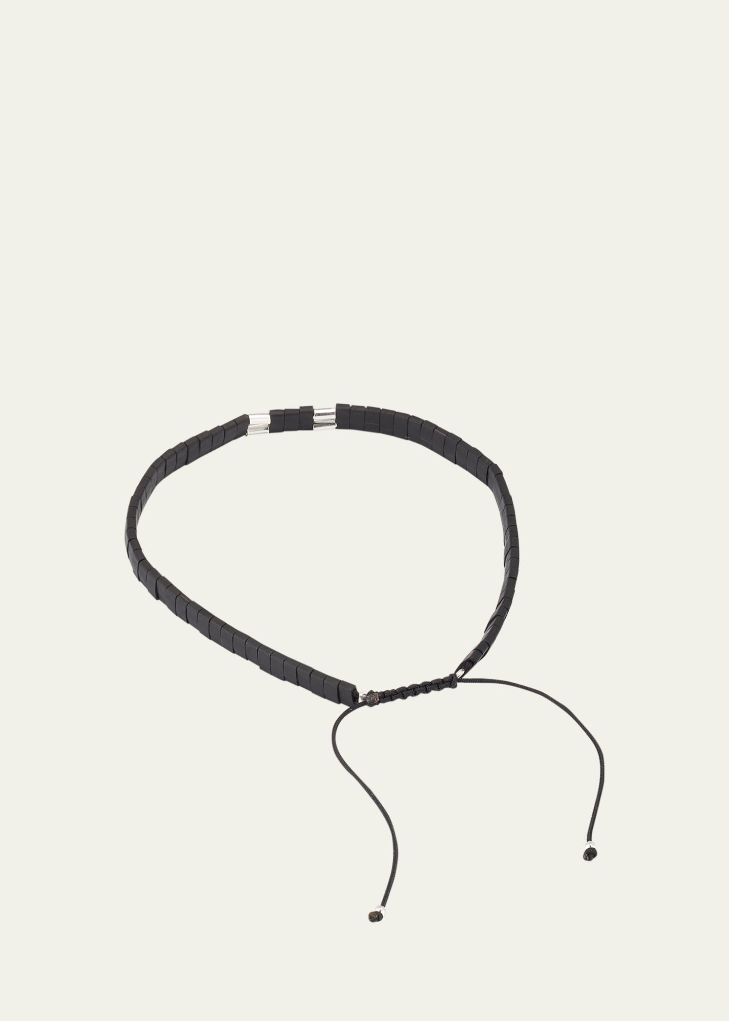 Jan Leslie Men's Sterling Silver and Chiclet Beaded Pull Cord Bracelet ...