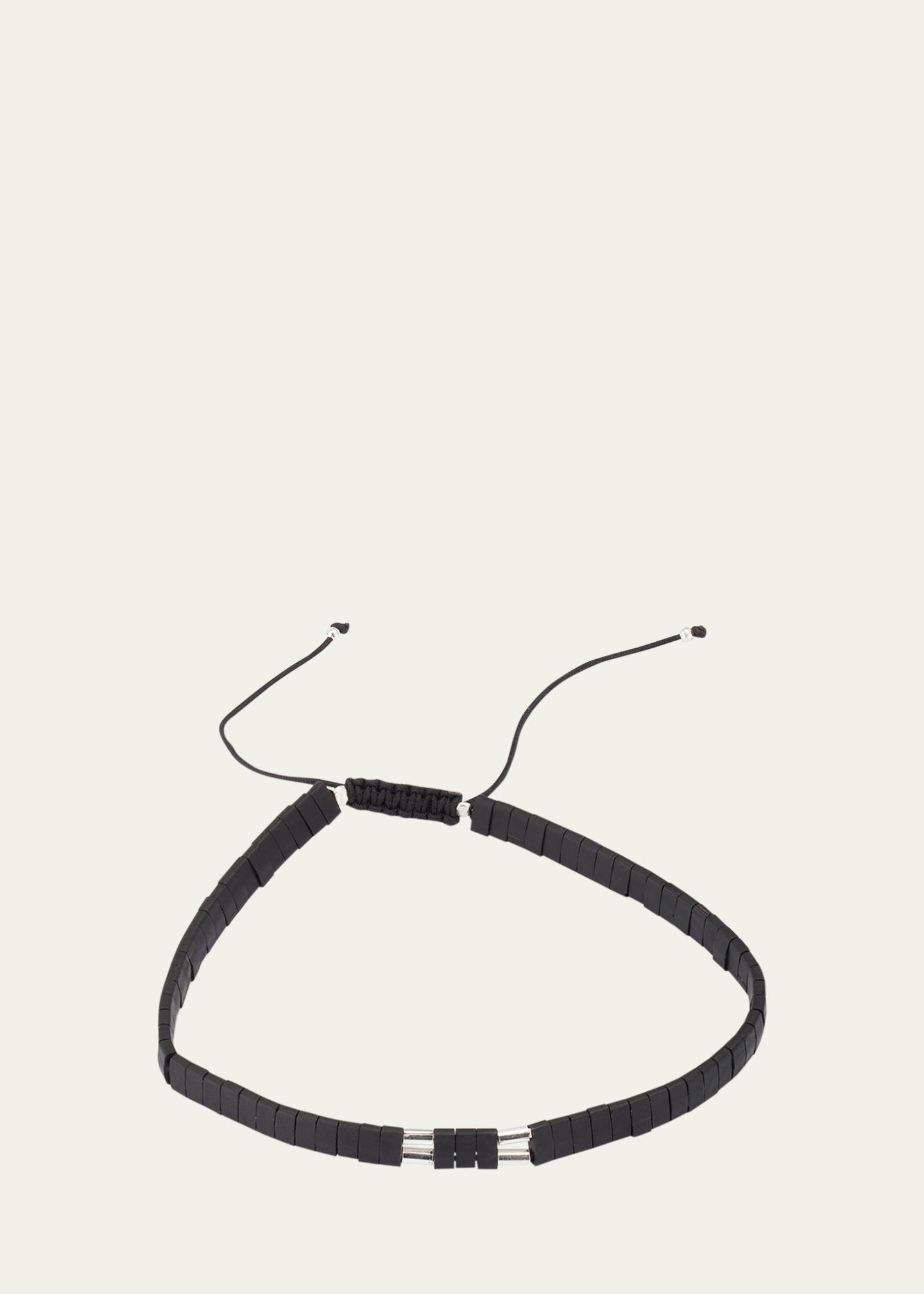 Jan Leslie Men's Sterling Silver and Chiclet Beaded Pull Cord Bracelet ...