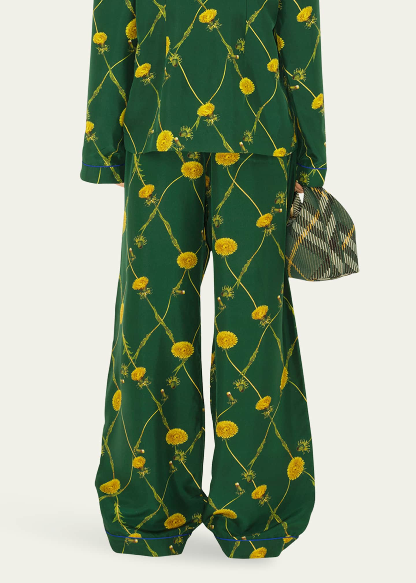 Burberry Floral Drawstring Wide Leg Silk Pants Bergdorf Goodman