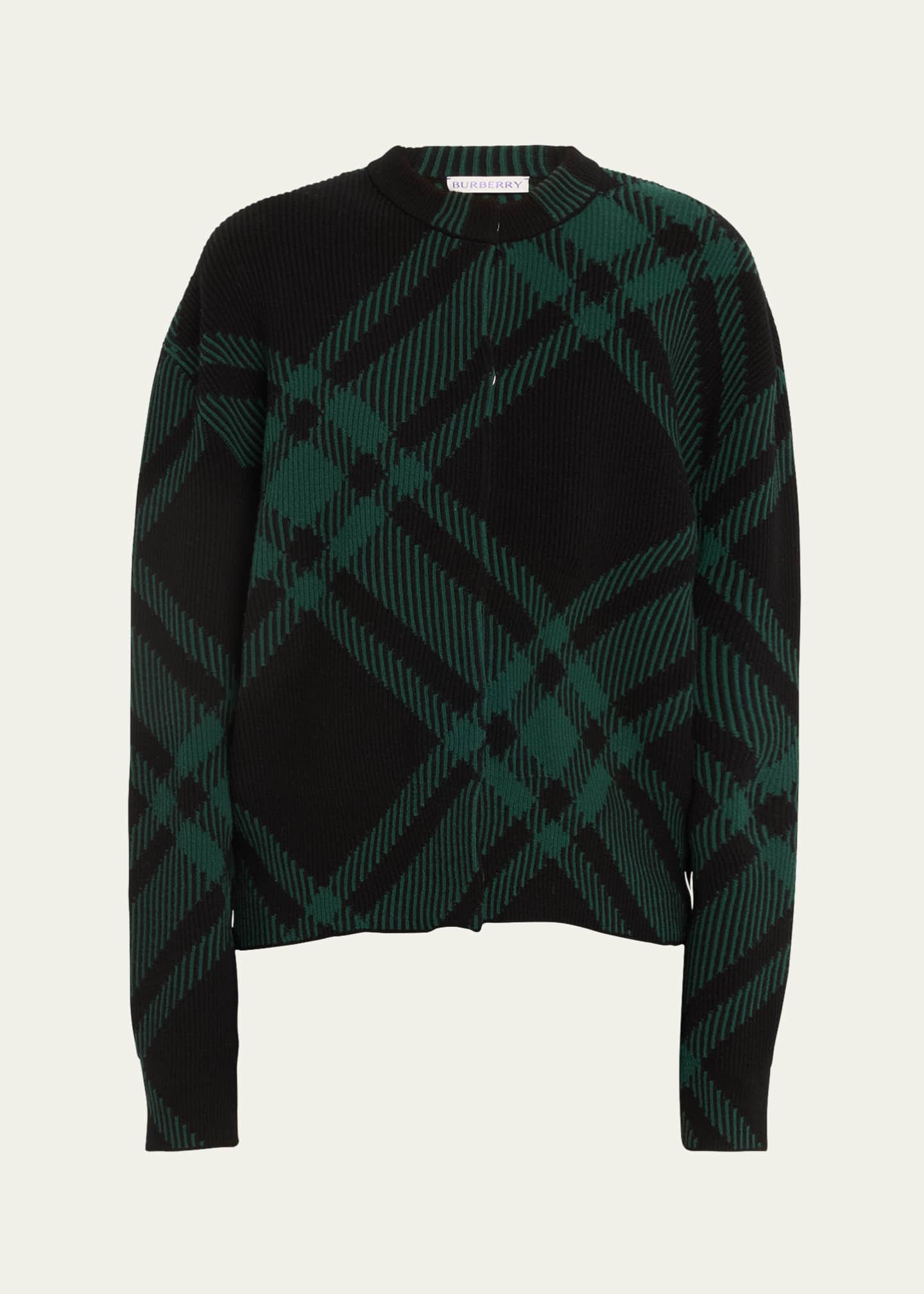 Burberry Check Oversized Wool Sweater Bergdorf Goodman