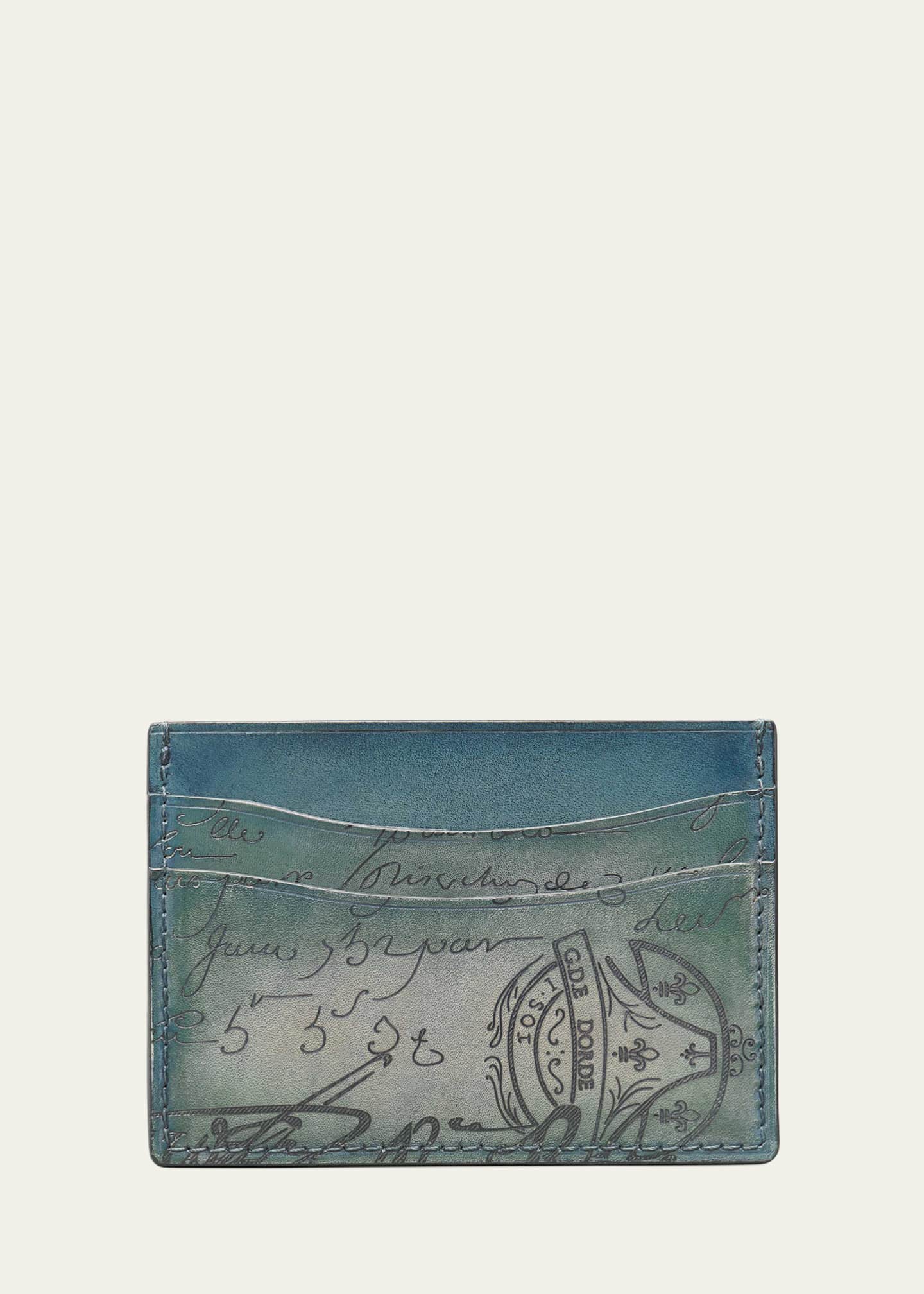 【Berluti】 Bambou Scrito cardholder Berluti Men's Bambou Scritto Leather Card Holder - Bergdorf