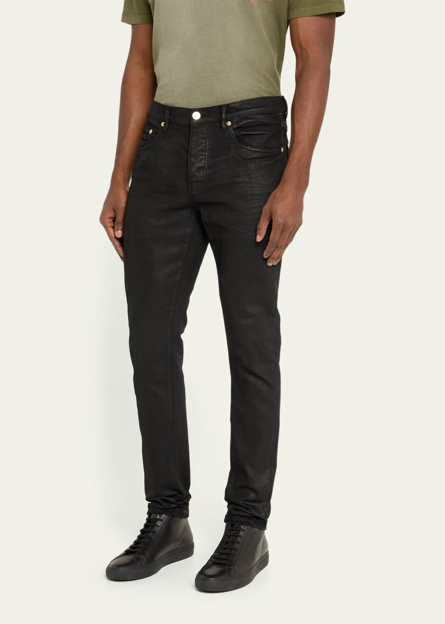 PURPLE Men s Coated Denim Stretch Skinny Jeans Bergdorf Goodman