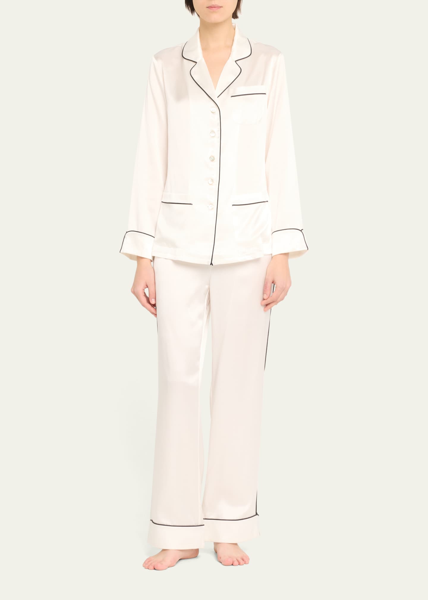 Olivia von Halle Coco Straight-Leg Silk Pajama Set Image 2 of 5