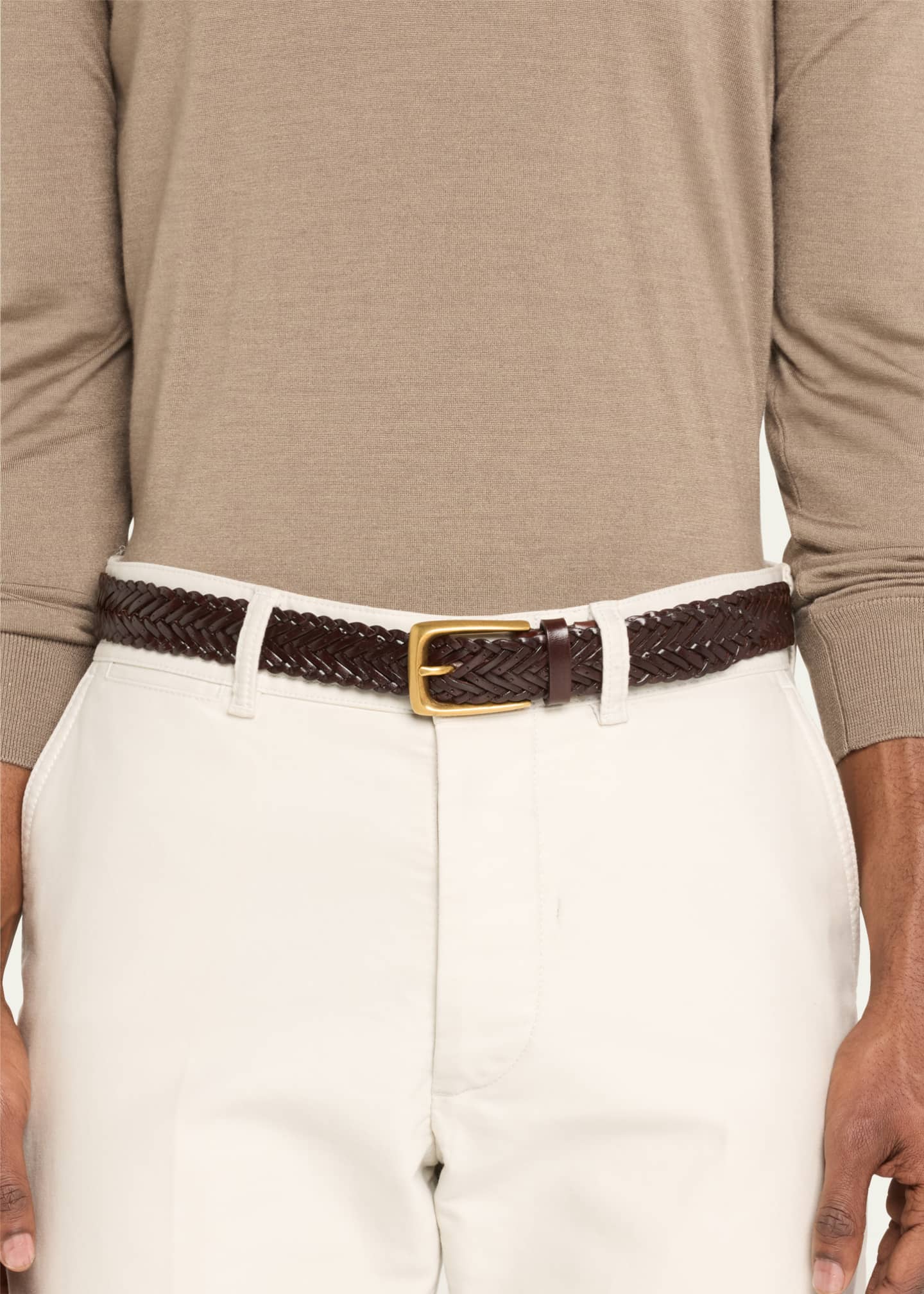 Brunello Cucinelli Men's Braided Leather Belt Image 2 of 2