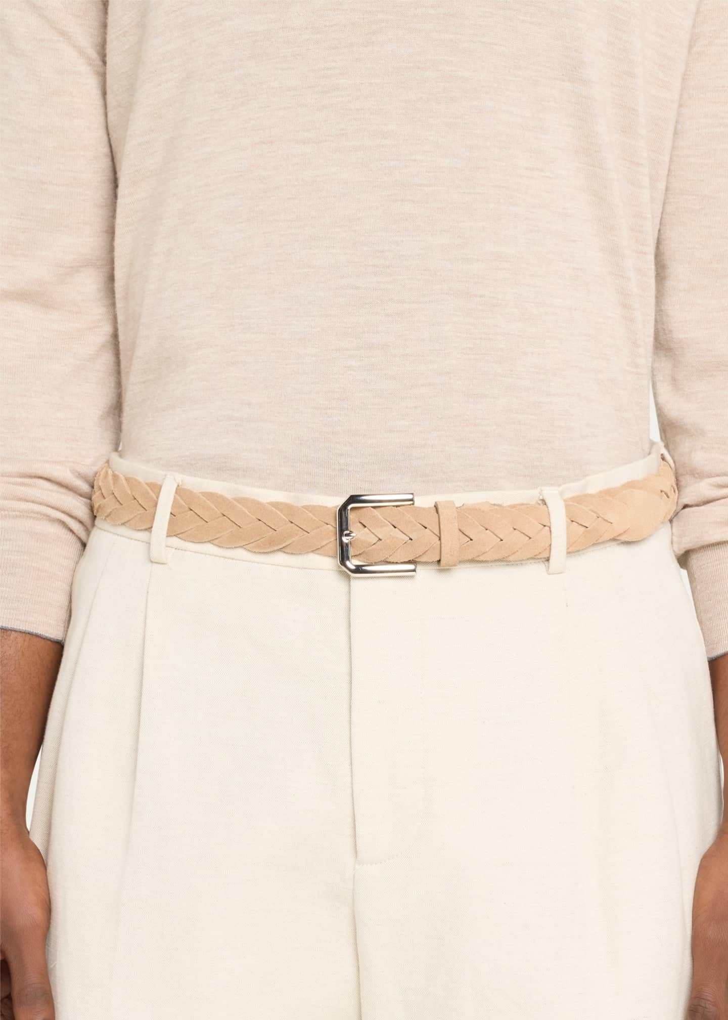 Brunello Cucinelli Men's Braided Suede Belt Image 2 of 2