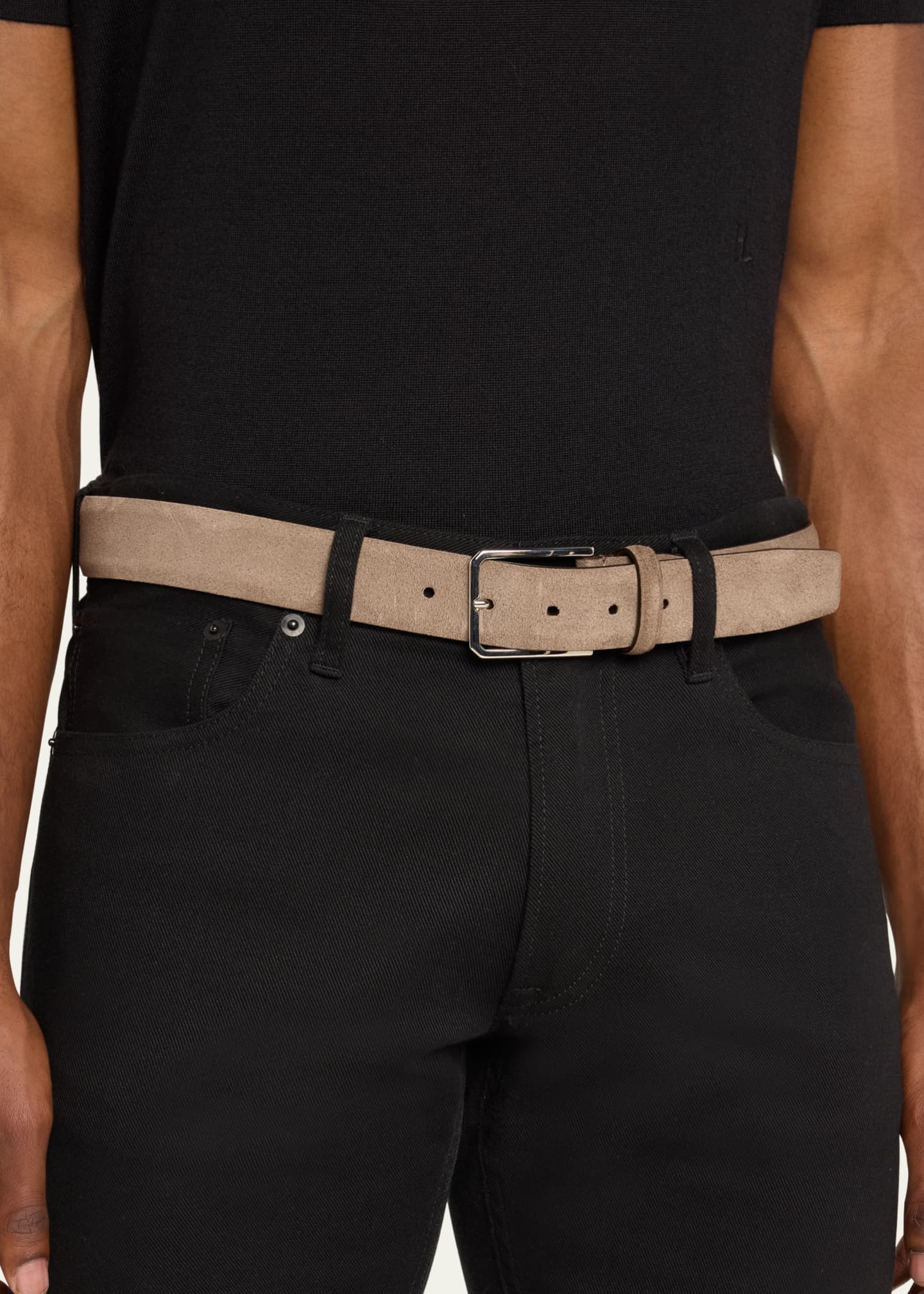 Santoni Men's Suede Square-Buckle Belt Image 2 of 2