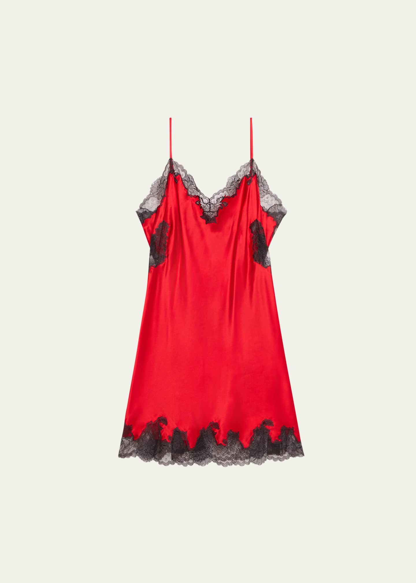 Josie Natori Lolita Lace-Trim Open-Back Chemise Image 1 of 4