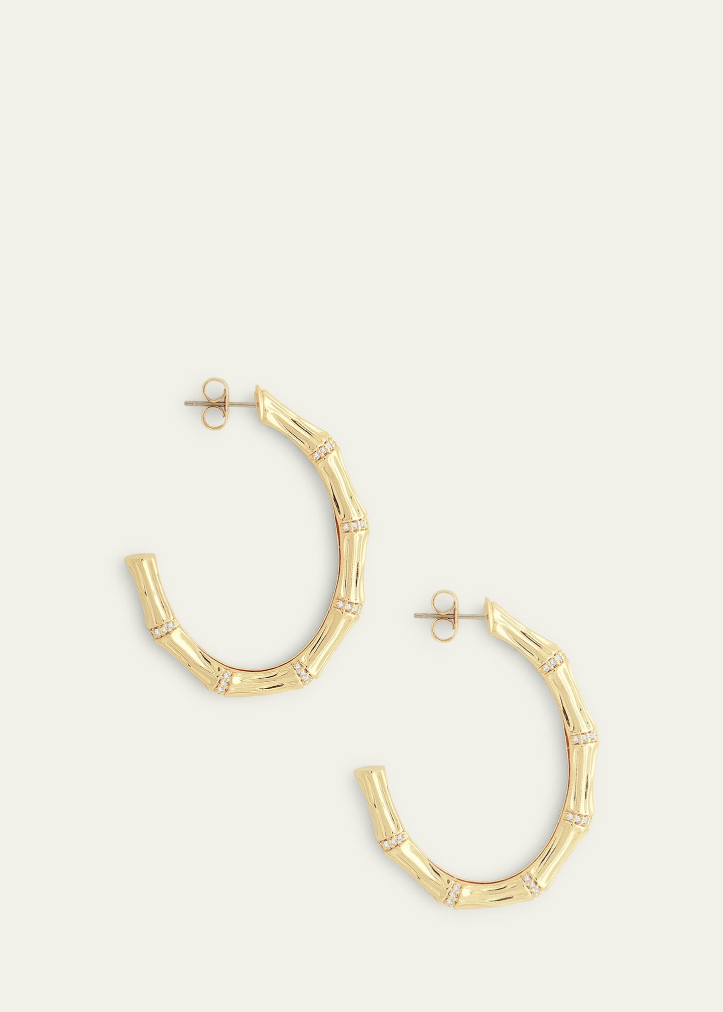 Anabel Aram Jewelry Cubic Zirconia Bamboo Hoop Earrings Image 3 of 4
