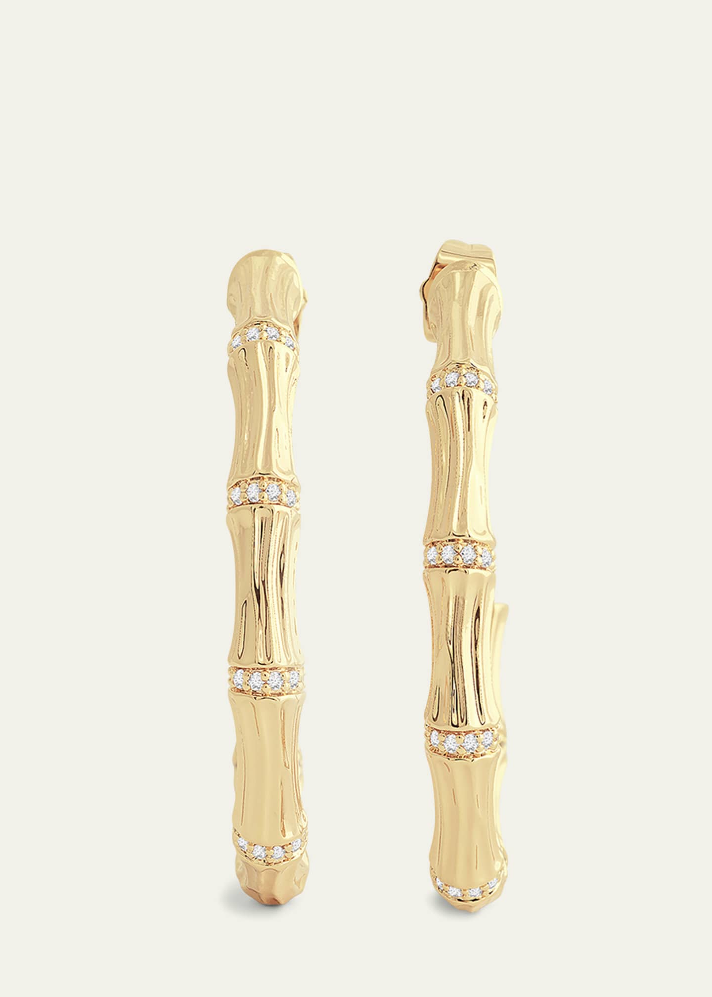 Anabel Aram Jewelry Cubic Zirconia Bamboo Hoop Earrings Image 4 of 4