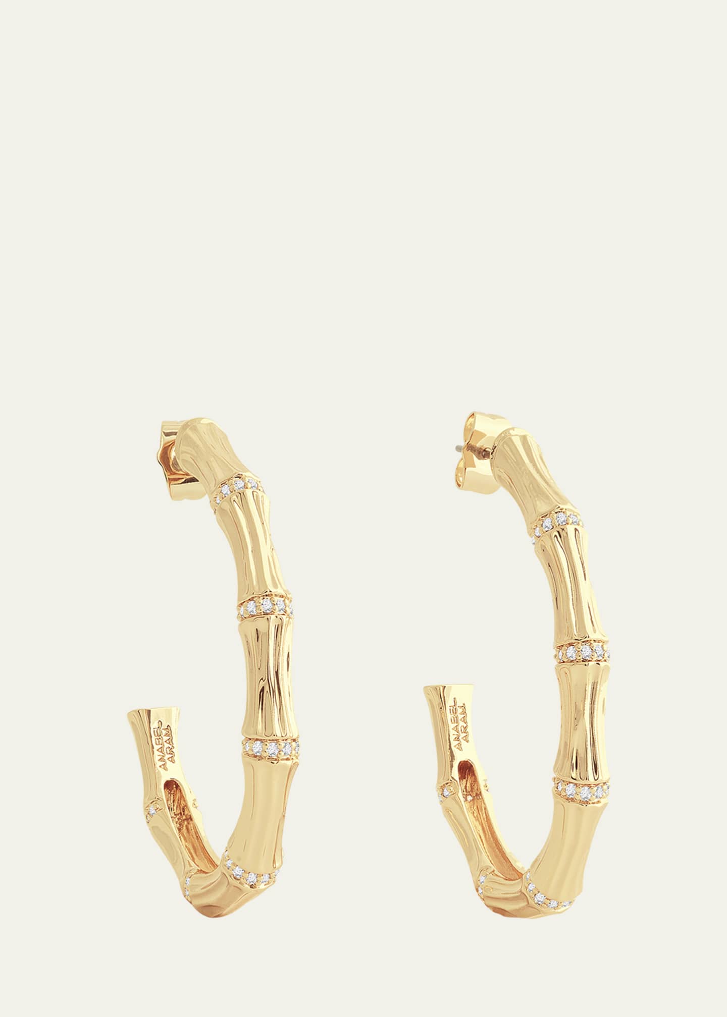 Anabel Aram Jewelry Cubic Zirconia Bamboo Hoop Earrings Image 1 of 4