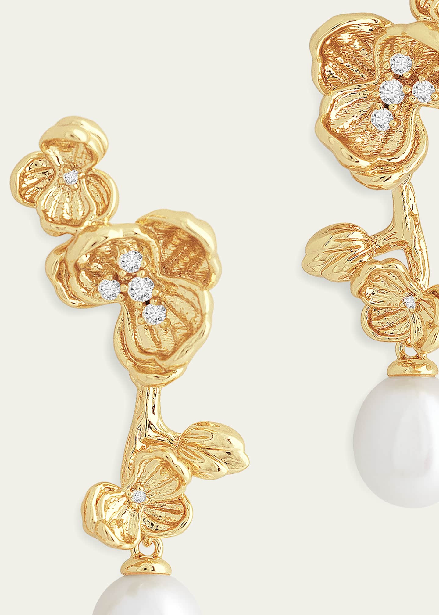 Anabel Aram Jewelry Cubic Zirconia Orchid Pearl Drop Earrings Image 4 of 4