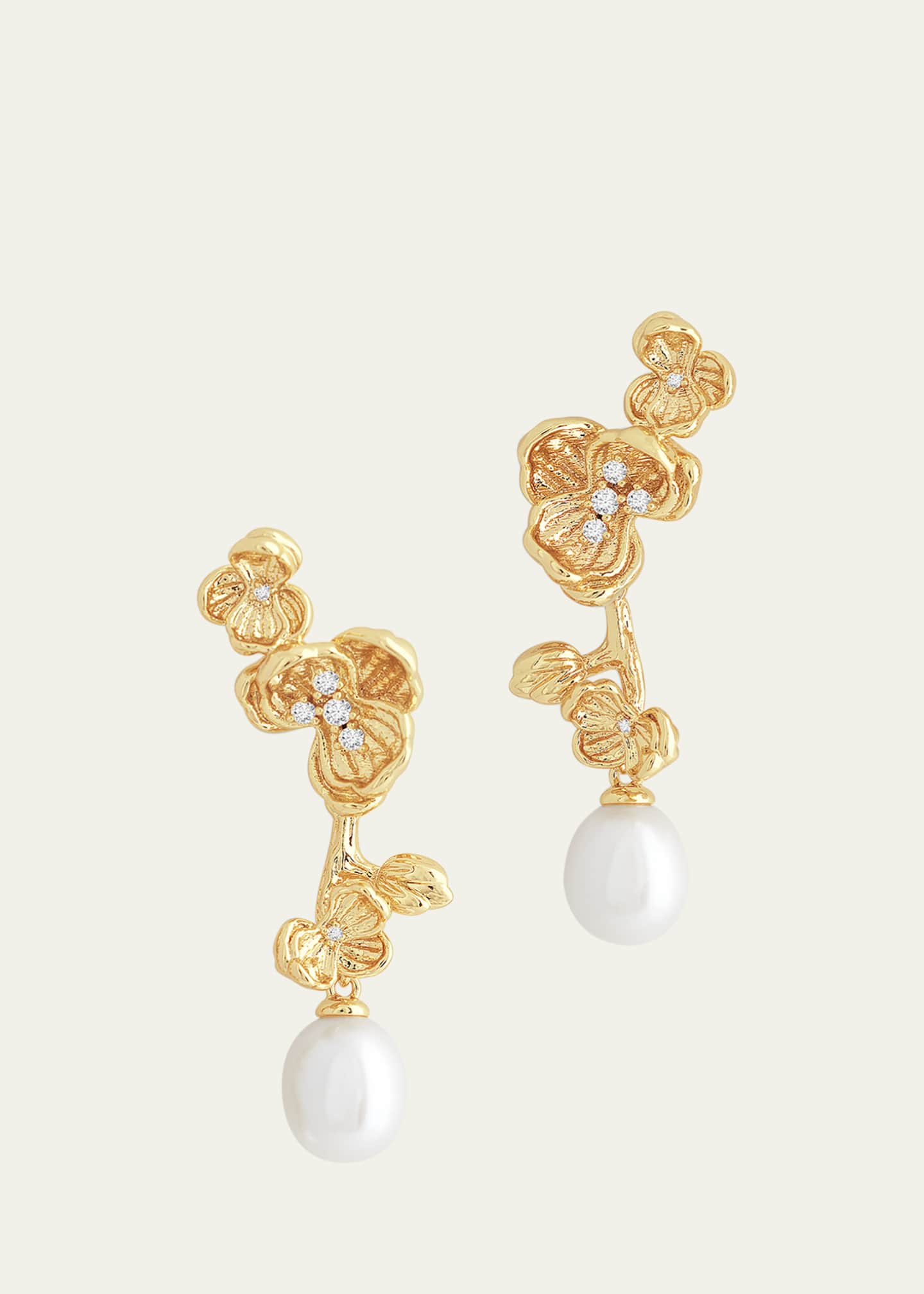 Anabel Aram Jewelry Cubic Zirconia Orchid Pearl Drop Earrings Image 1 of 4