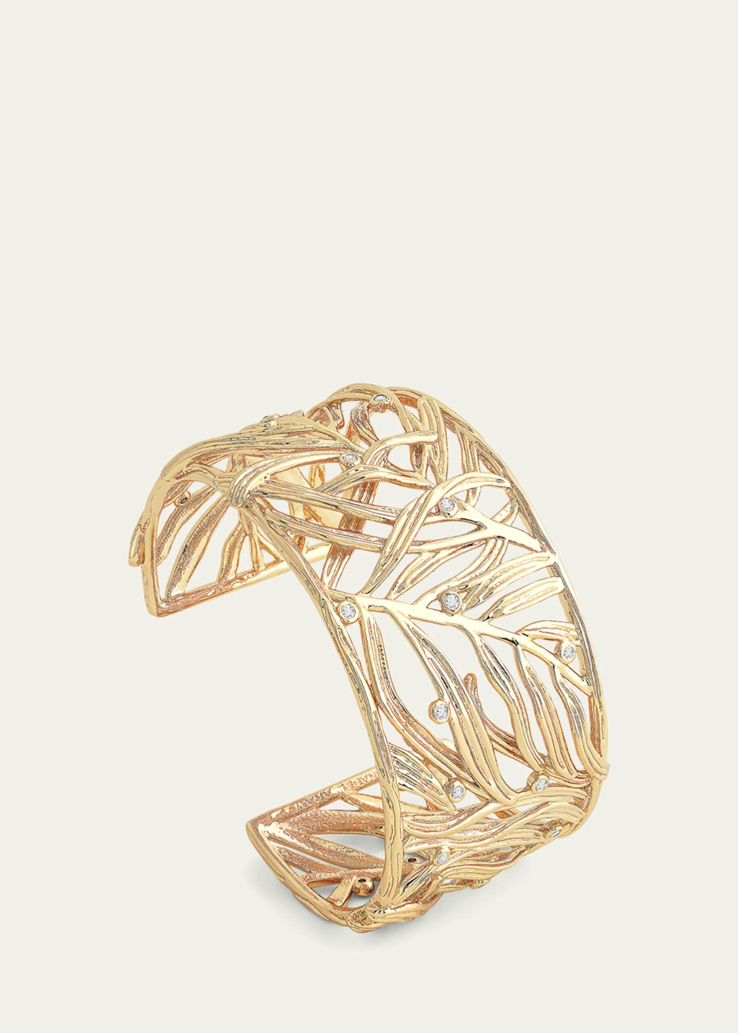 Anabel Aram Jewelry Cubic Zirconia Palm Leaves Cuff Bracelet Image 4 of 4