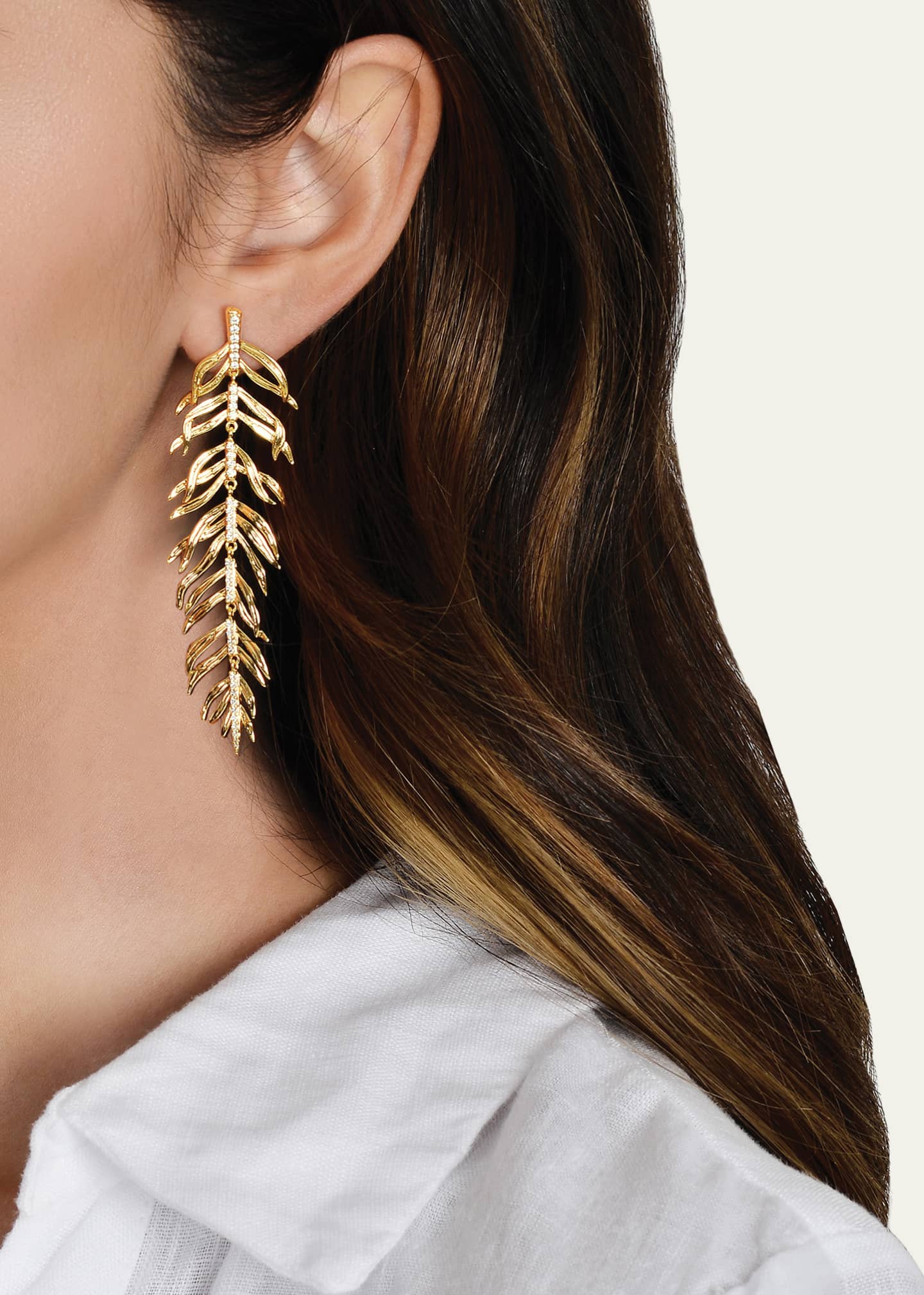 Anabel Aram Jewelry Cubic Zirconia Palm Leaves Earrings Image 2 of 4