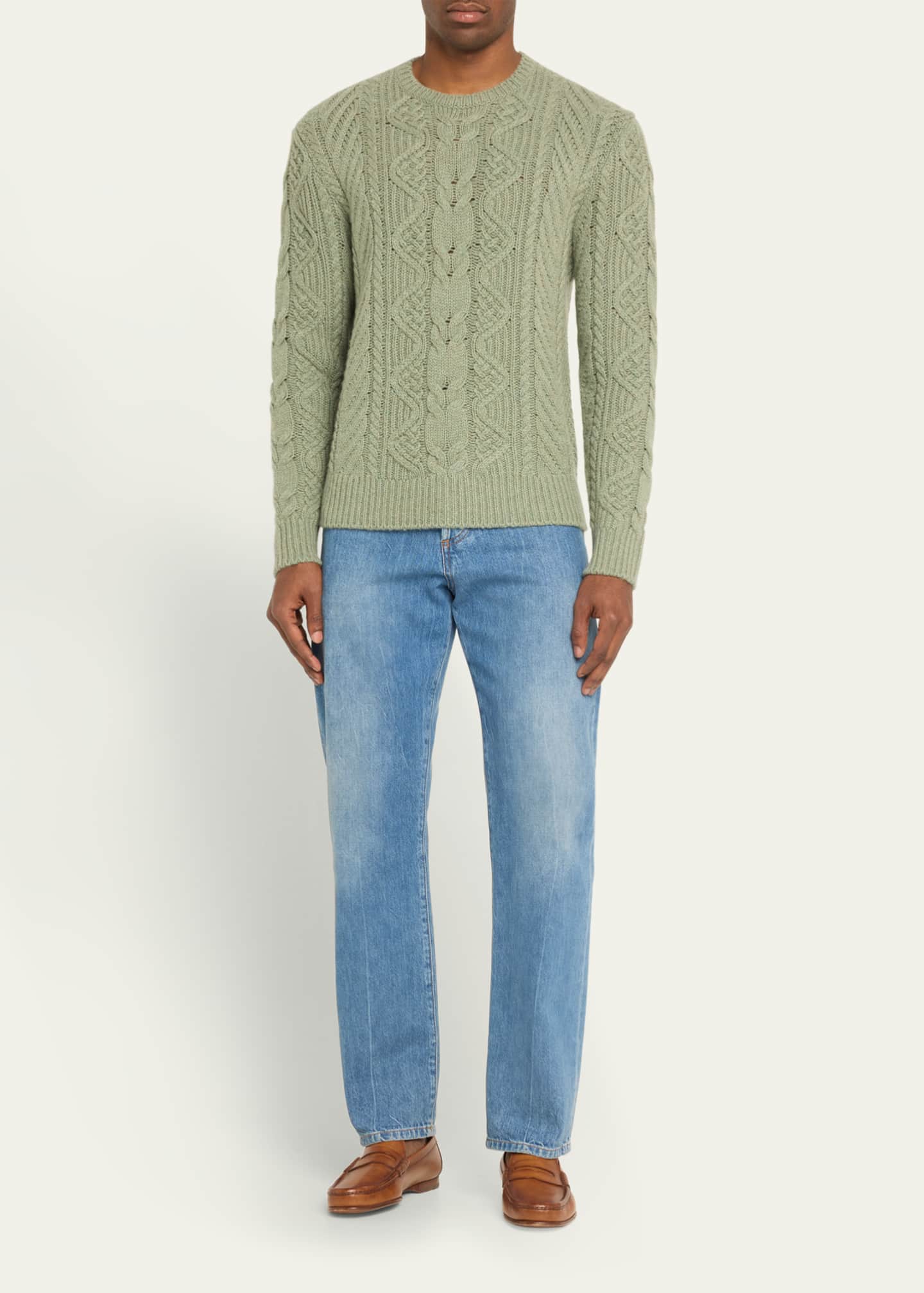 Ralph Lauren Men s Cable Cashmere Sweater Bergdorf Goodman