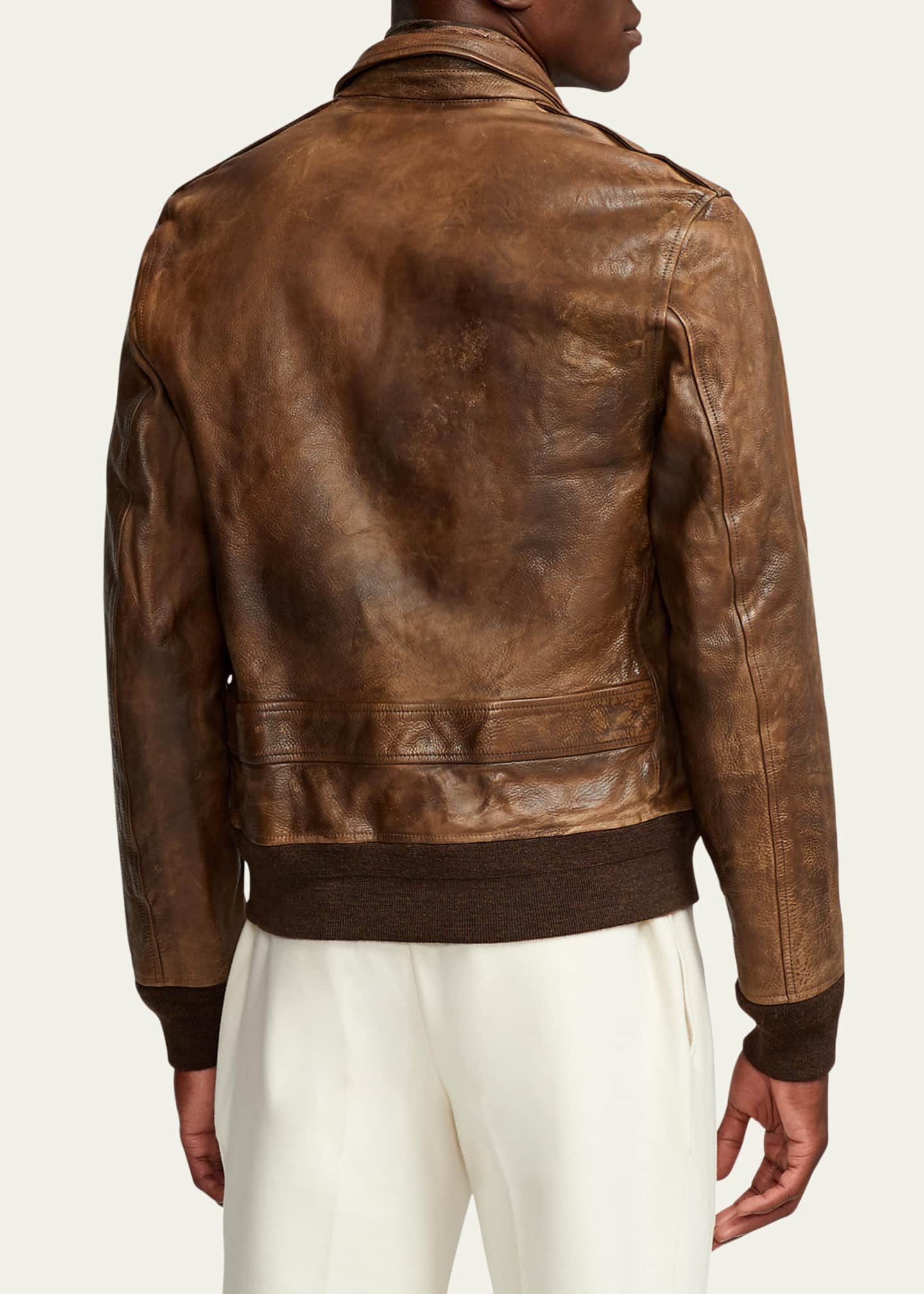 Ralph lauren leather bomber jacket mens cheap
