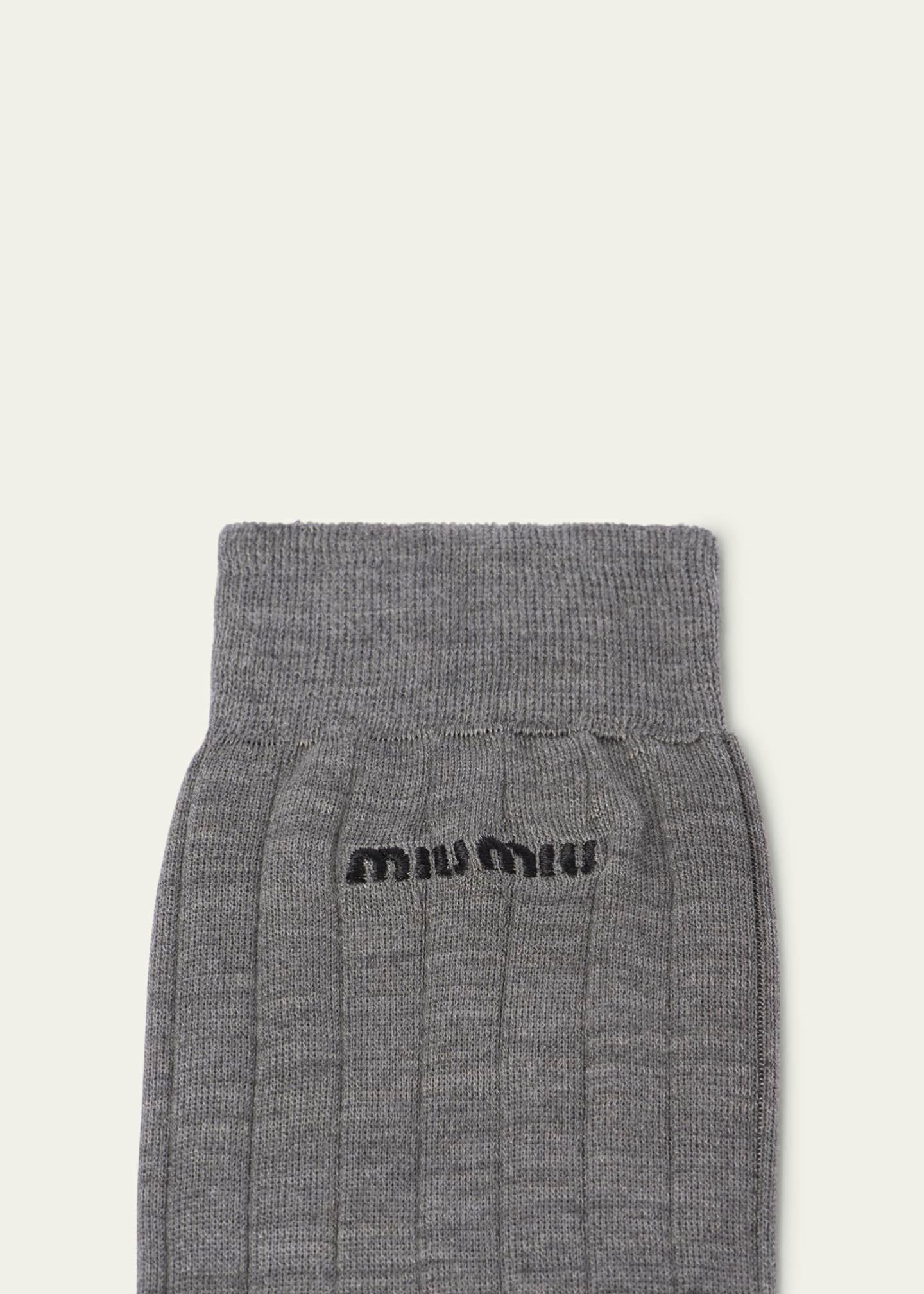 Miu Miu Logo-Knit Silk Sock Image 2 of 2