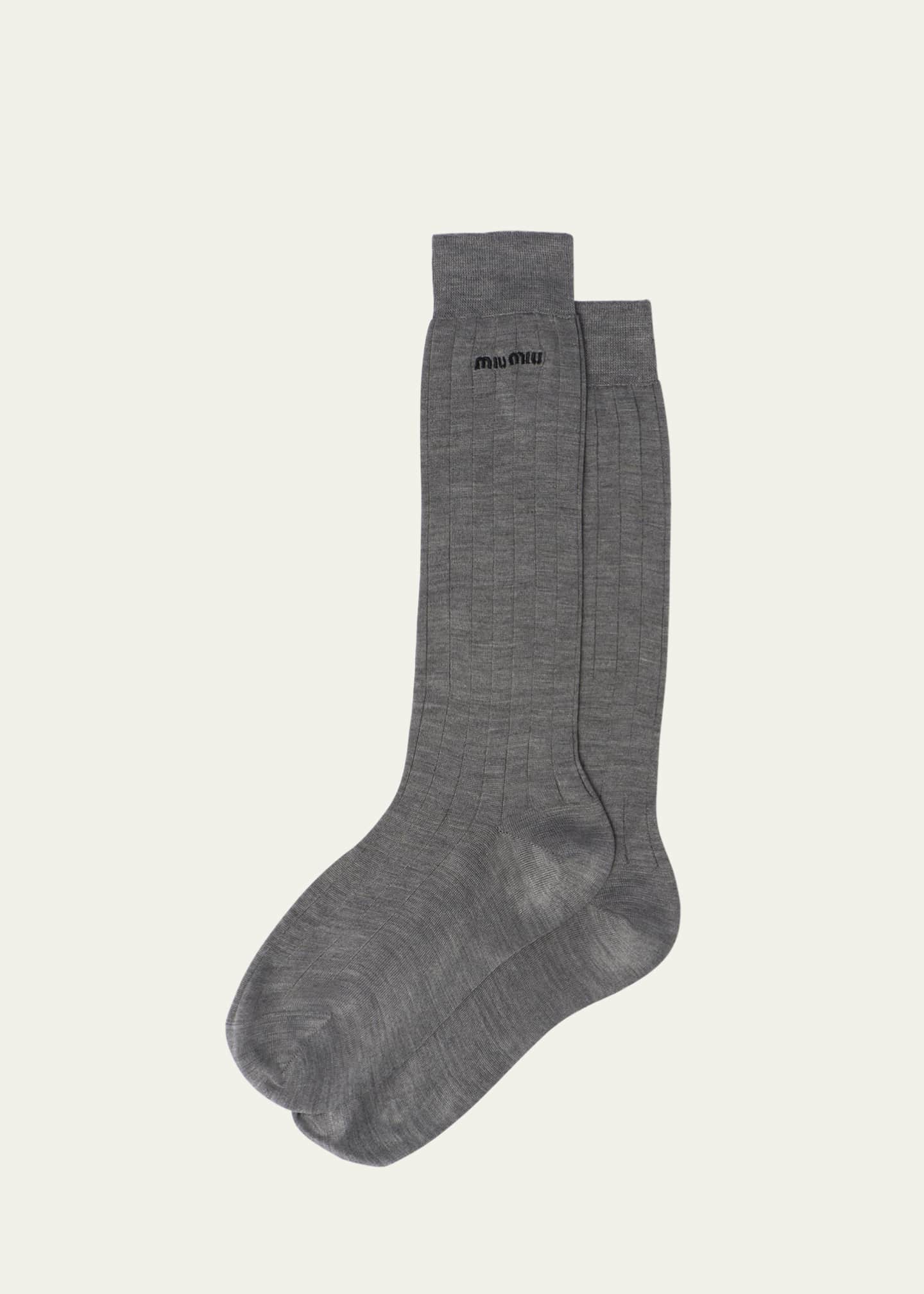 Miu Miu Logo-Knit Silk Sock Image 1 of 2
