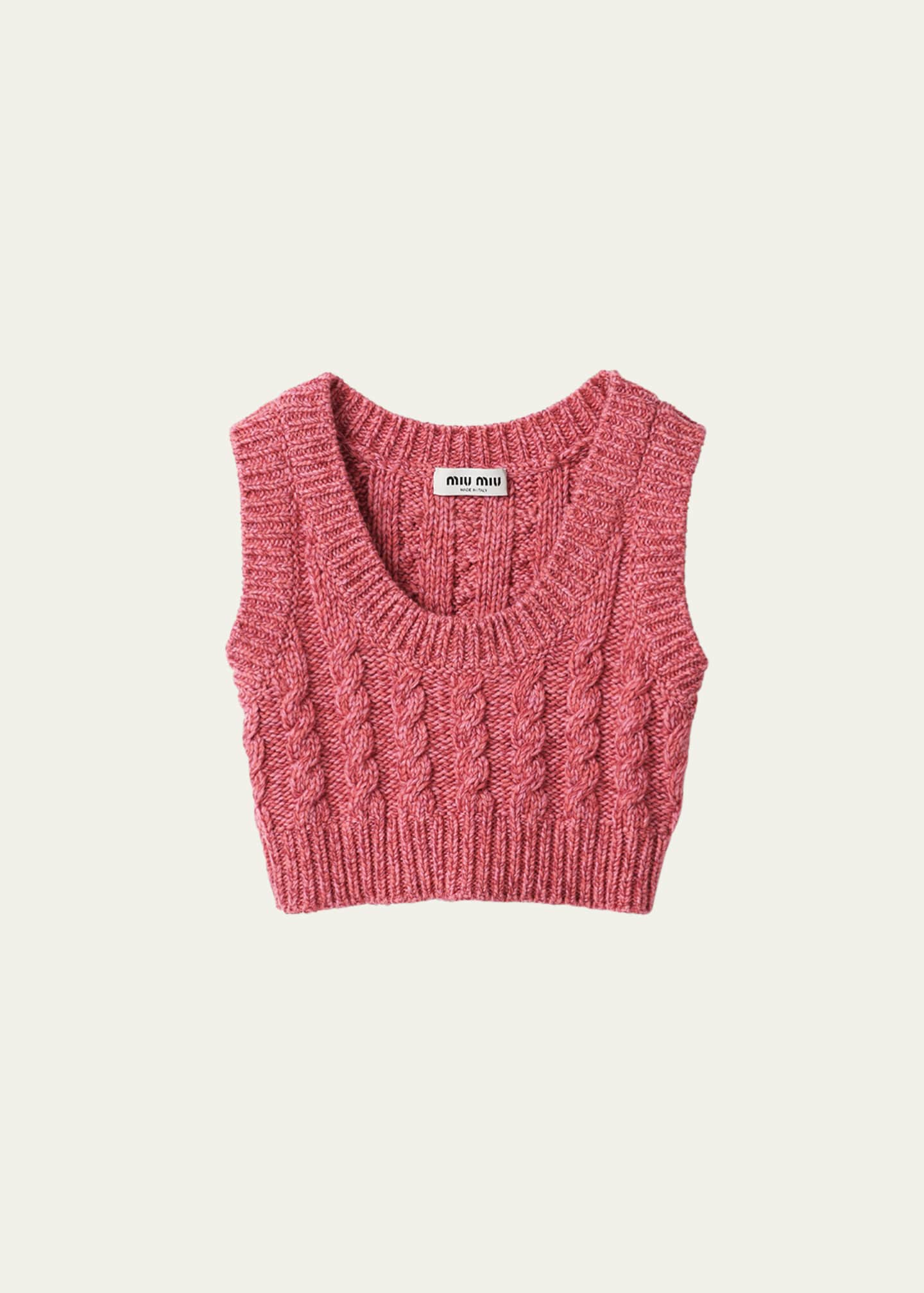 Miu Miu Cable Cropped Sleeveless Cashmere Wool Sweater