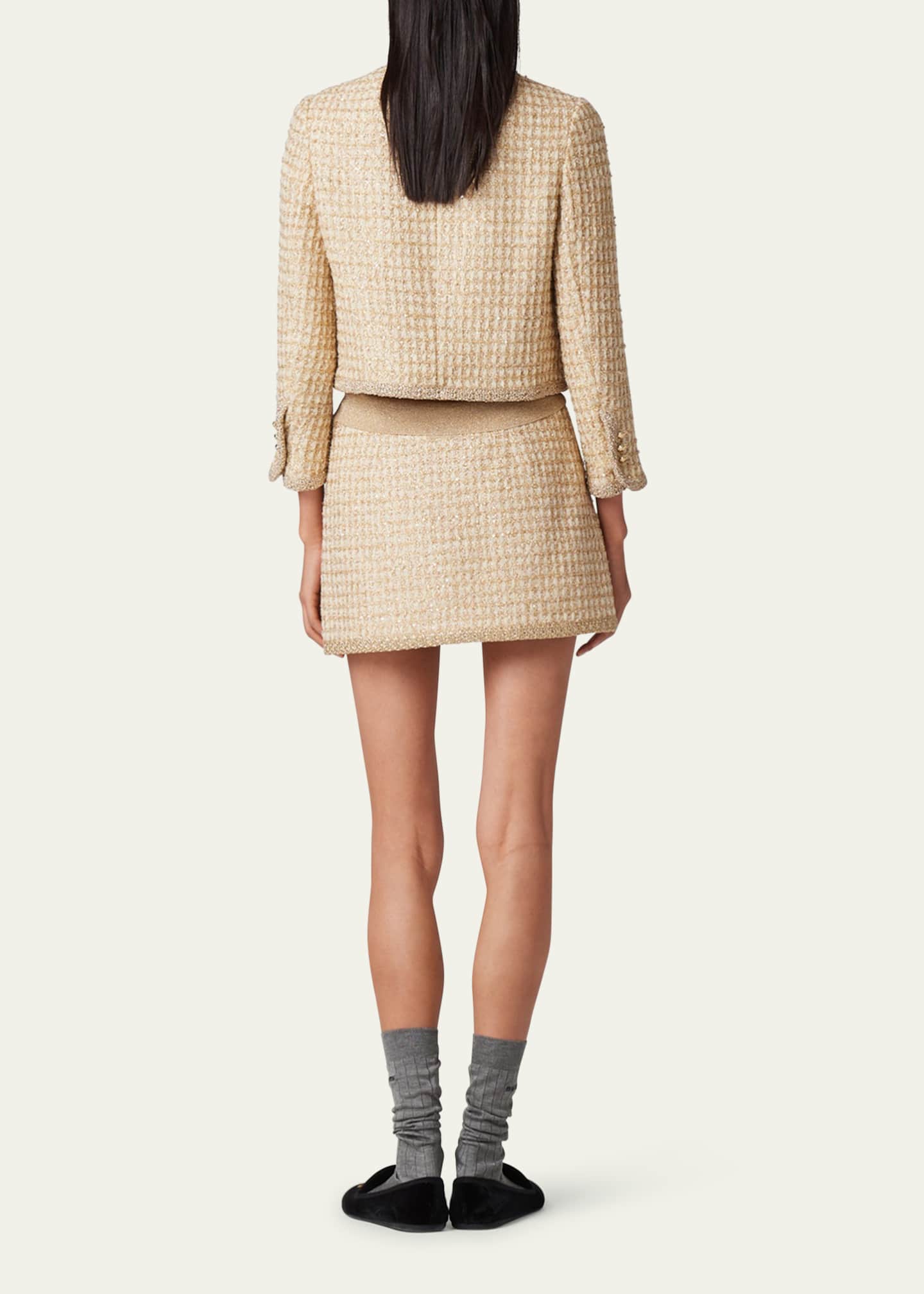 スカート MIU MIU Black Boucle Mini Skirt Miu Miu Crochet-Trim Boucle Mini Skirt - Bergdorf Goodman
