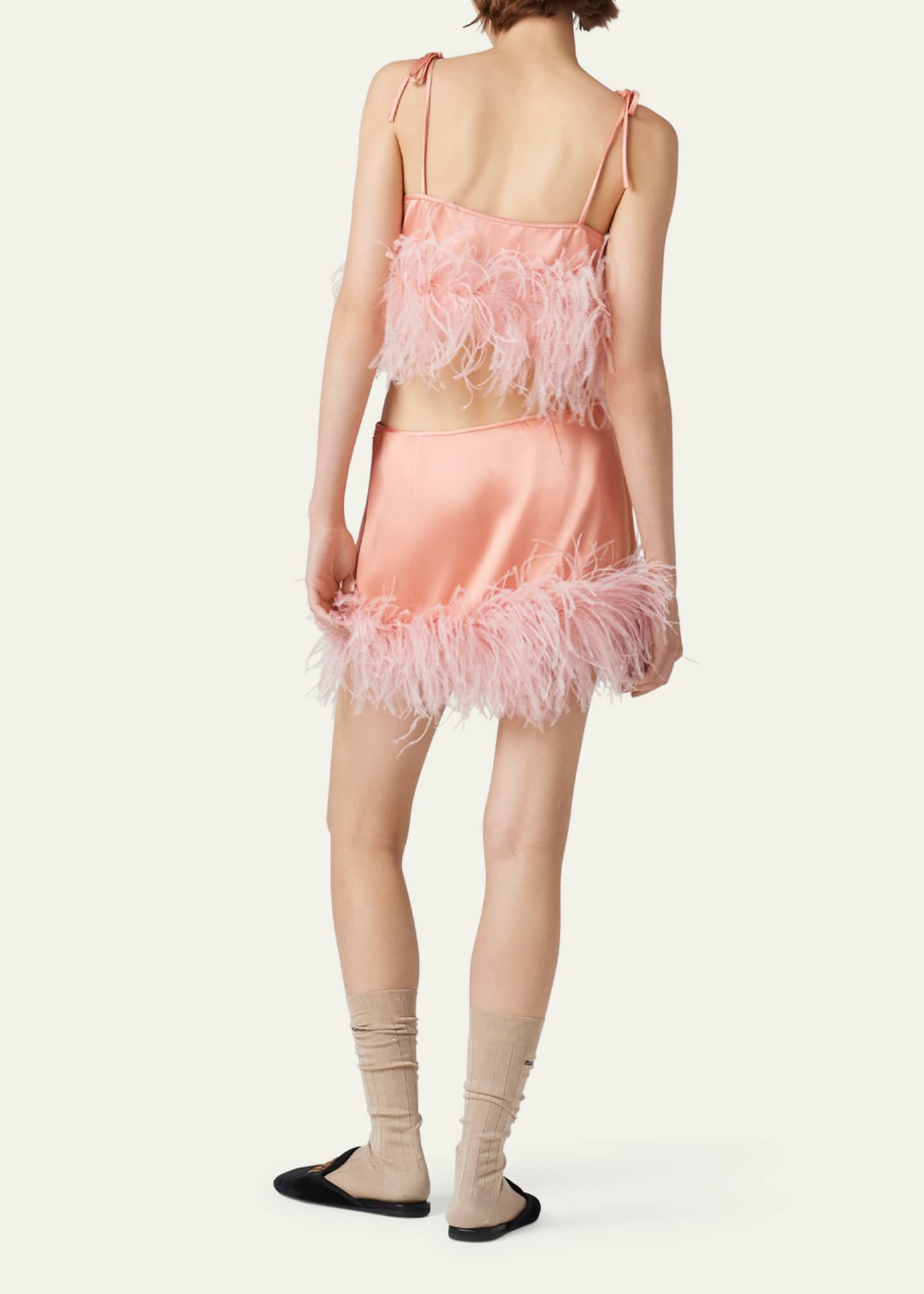 Miu Miu Feather Trim Mini Skirt Bergdorf Goodman