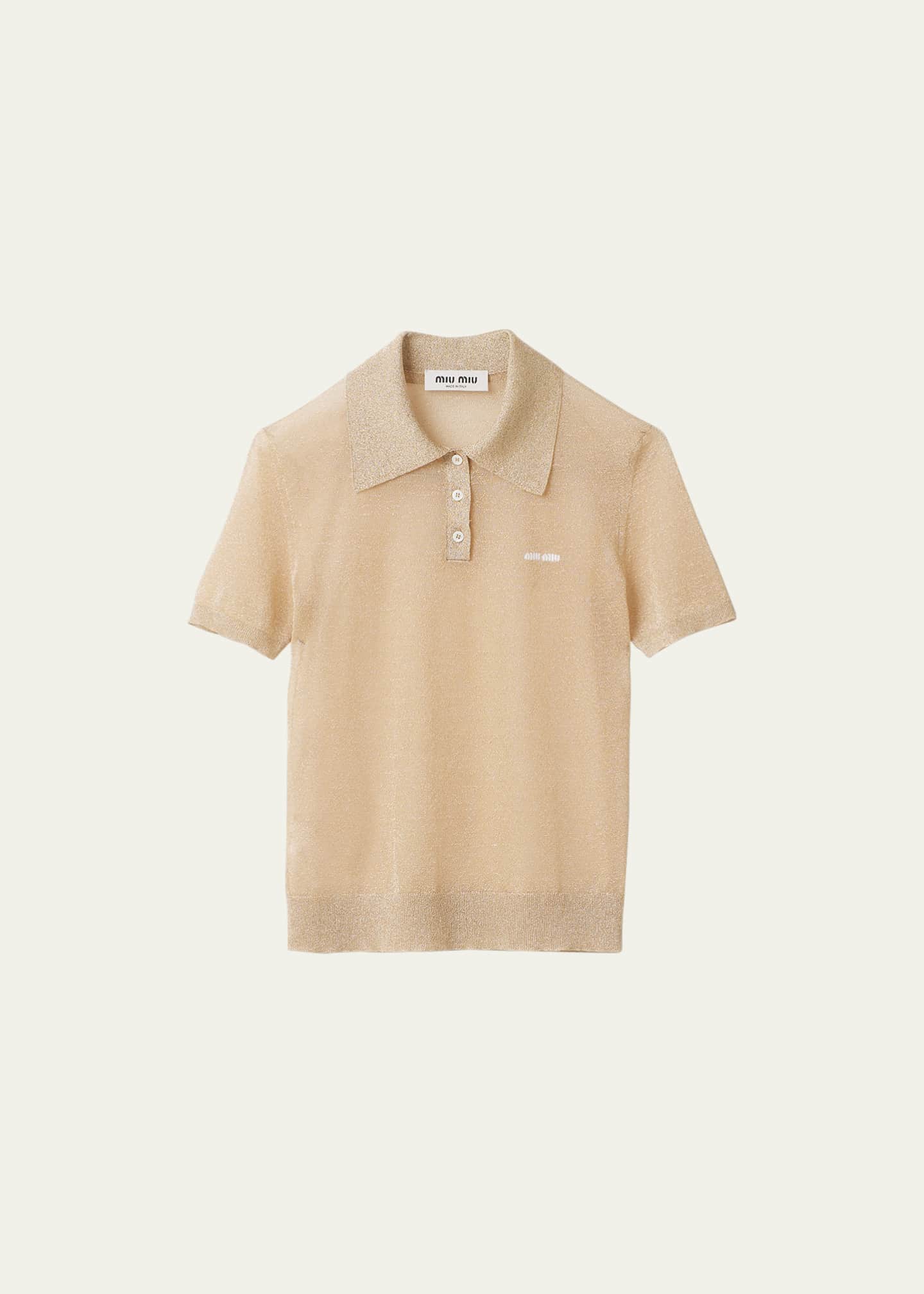 Miu Miu Metallic Knit Polo Top