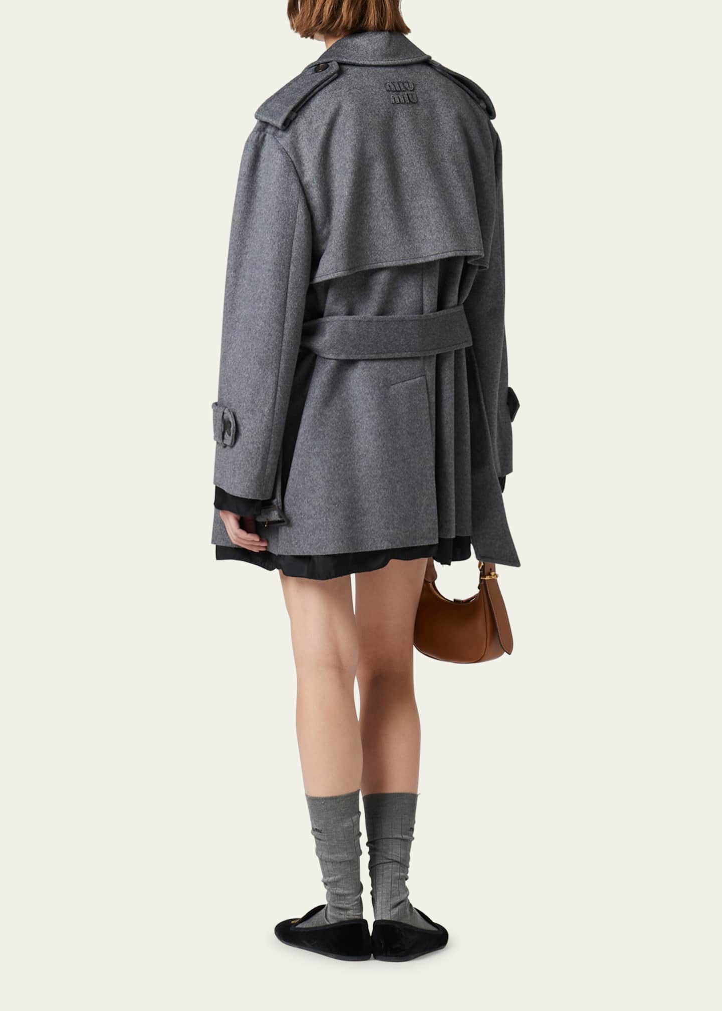 Miu Miu double-breasted suede coat - Neutrals