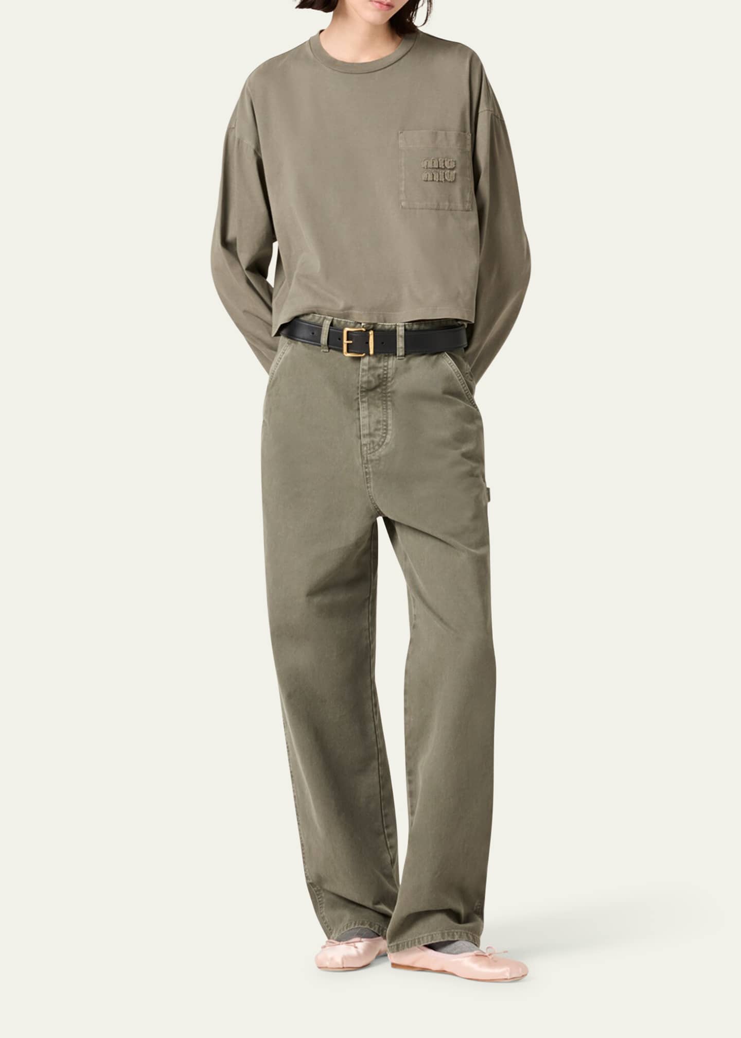 Miu Miu Logo Straight Leg Pants Image 2 of 4