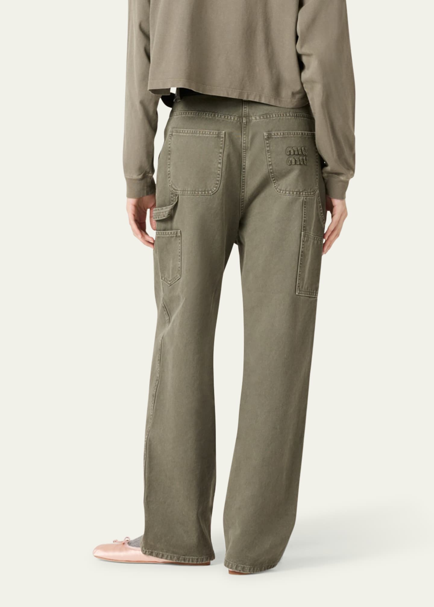 Miu Miu Logo Straight Leg Pants Image 3 of 4