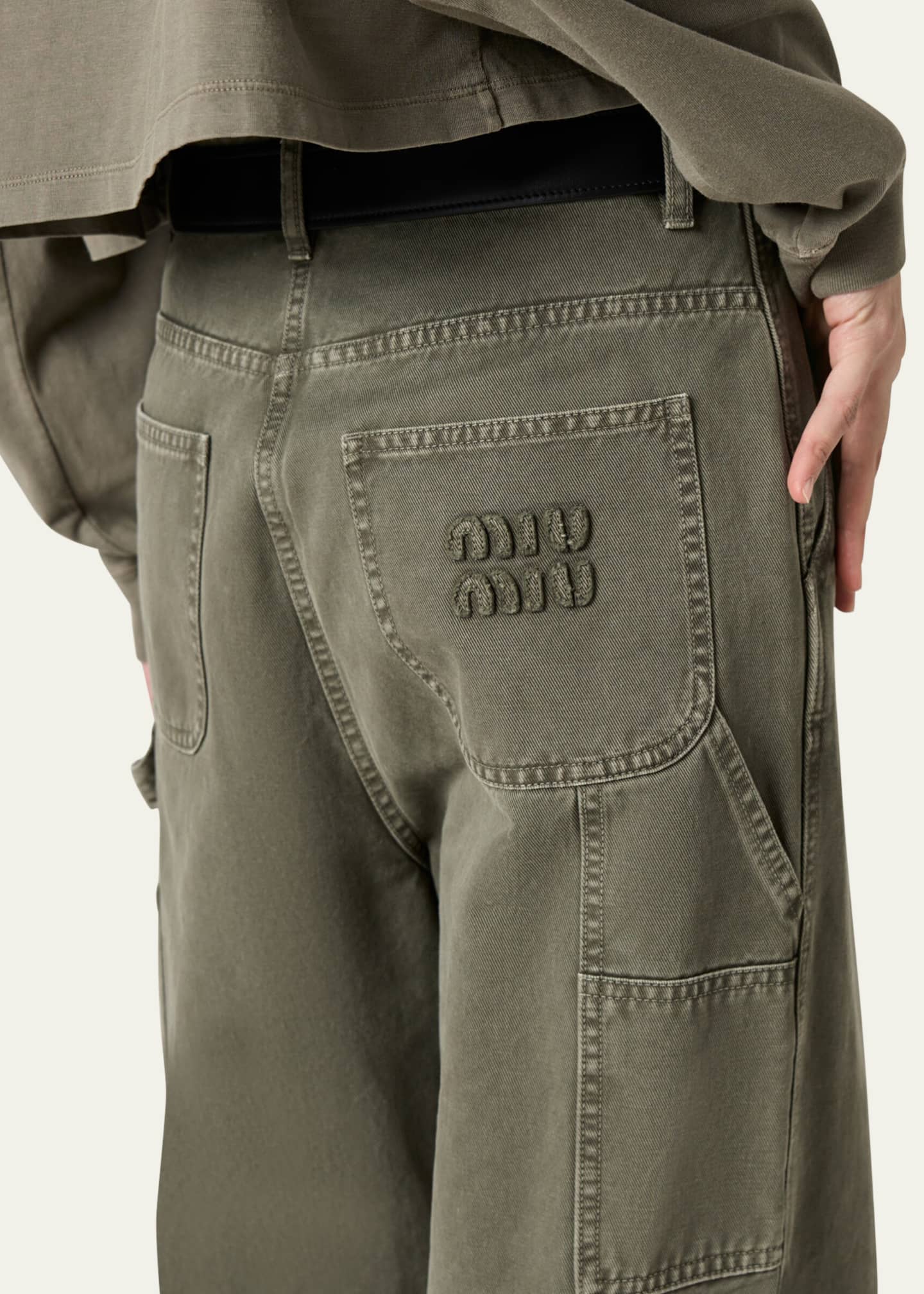 Miu Miu Logo Straight Leg Pants Image 4 of 4