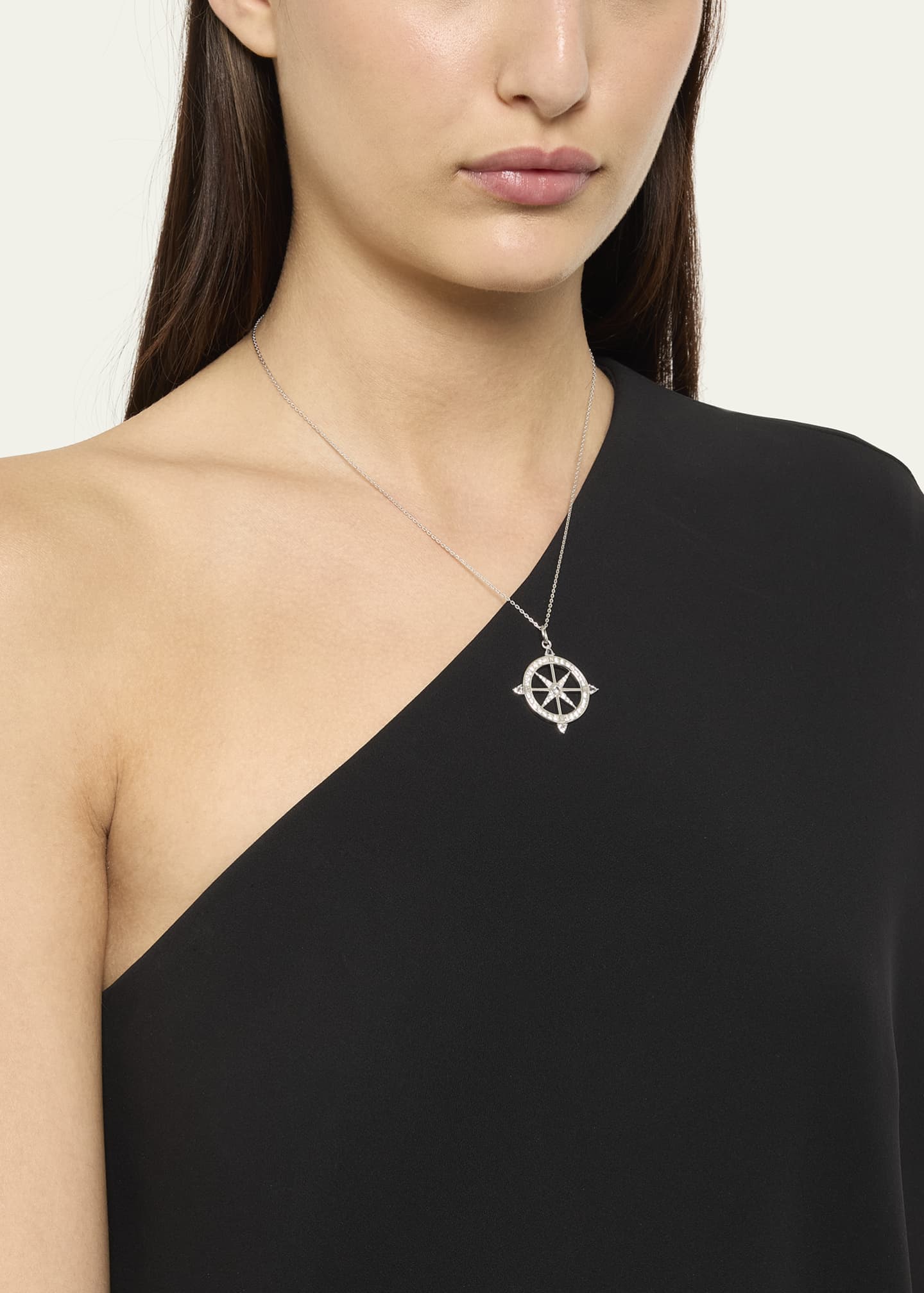 Monica Rich Kosann Adventure Sterling Silver and Sapphire Compass Necklace Image 2 of 4