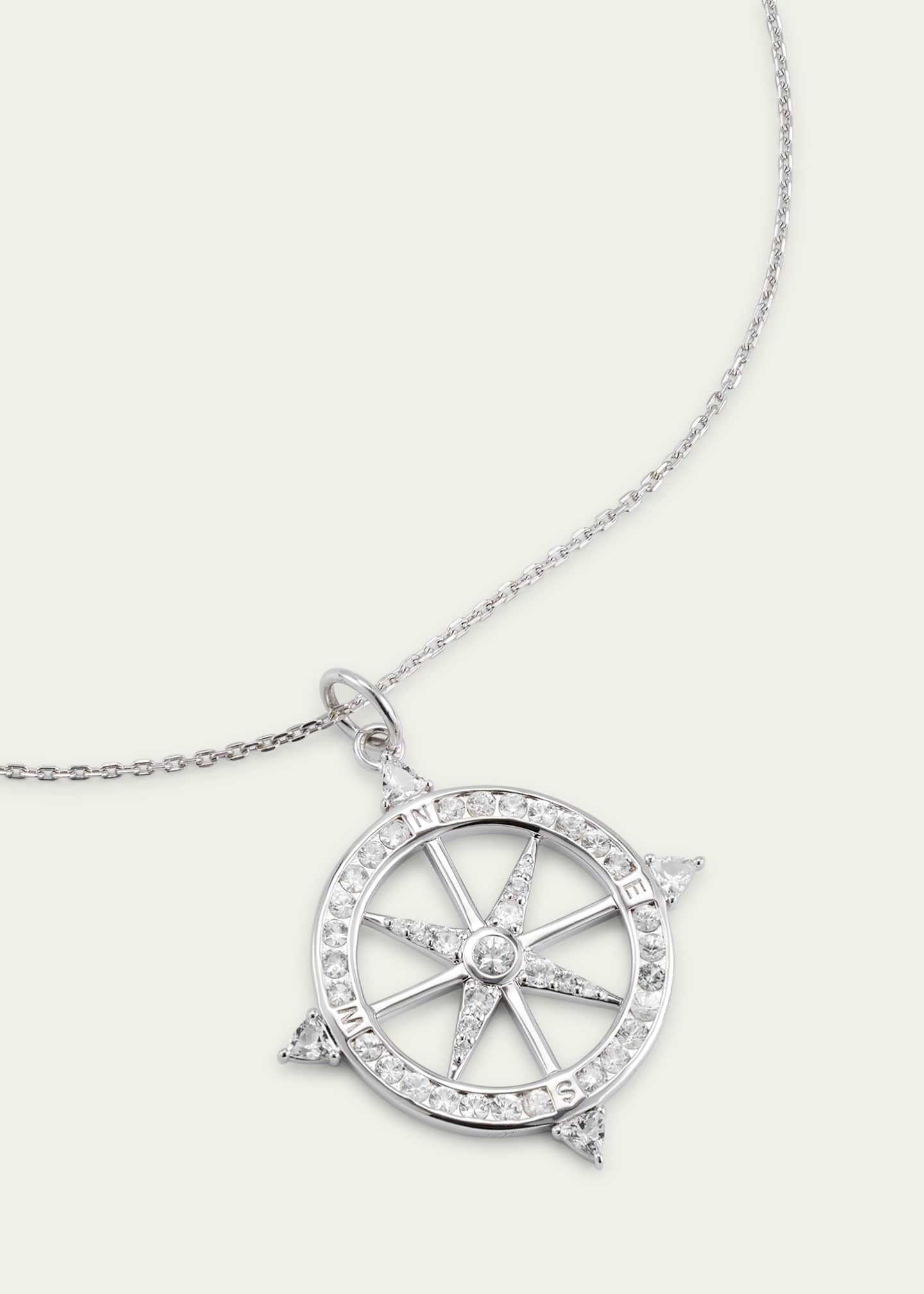 Monica Rich Kosann Adventure Sterling Silver and Sapphire Compass Necklace Image 3 of 4