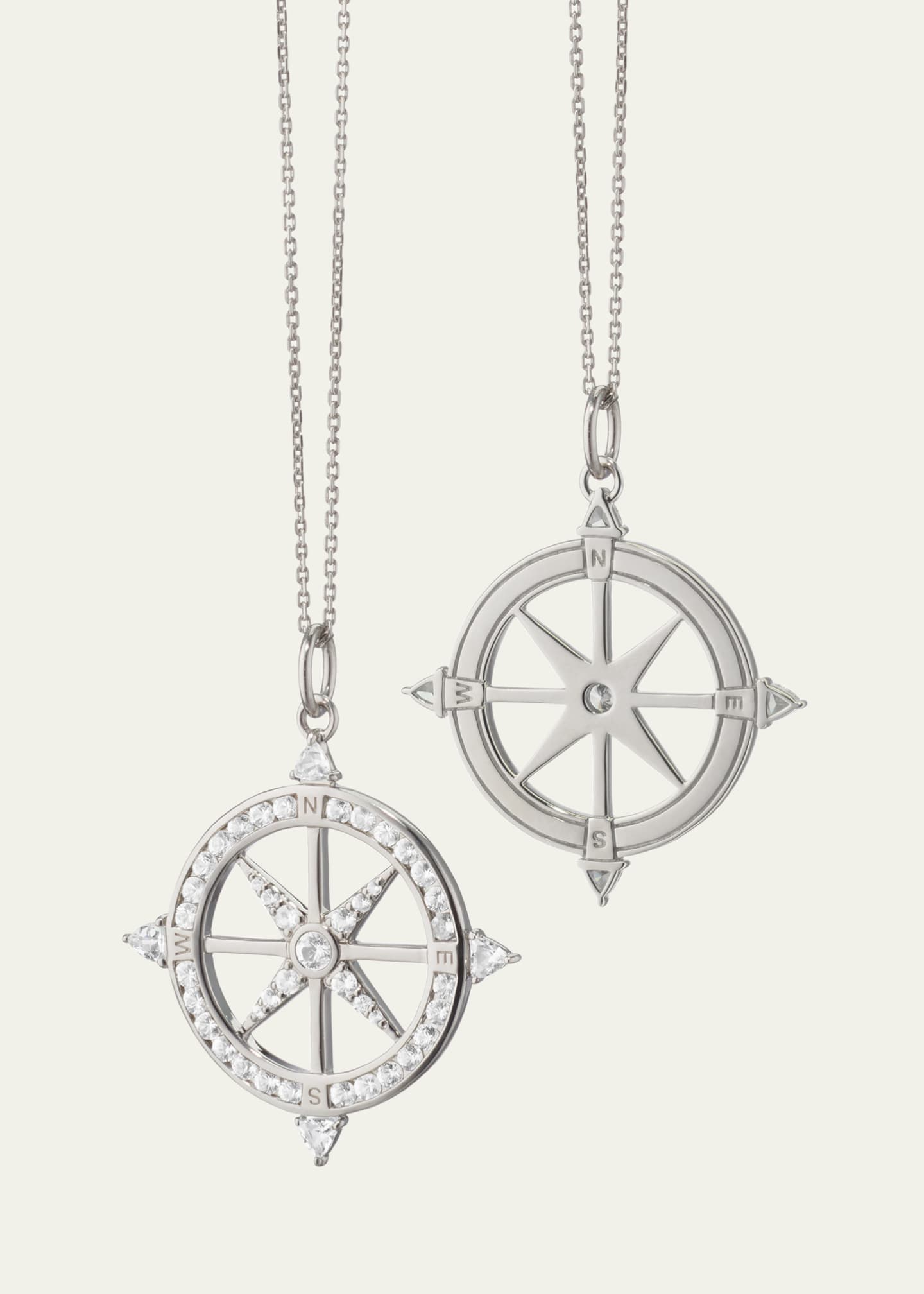 Monica Rich Kosann Adventure Sterling Silver and Sapphire Compass Necklace Image 1 of 4