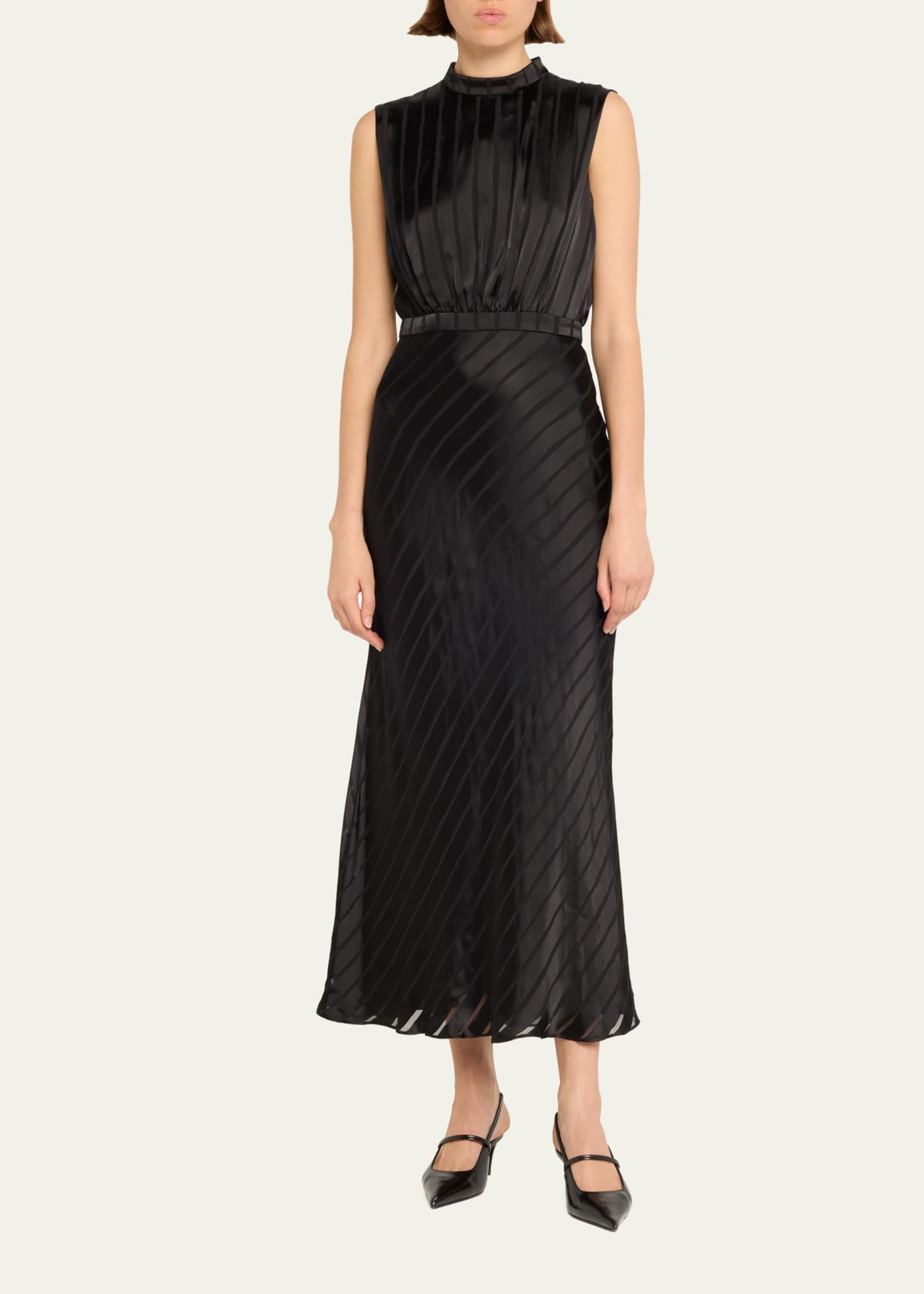 Saloni Fleur F Silk Jacquard Sleeveless Midi Dress Image 2 of 5