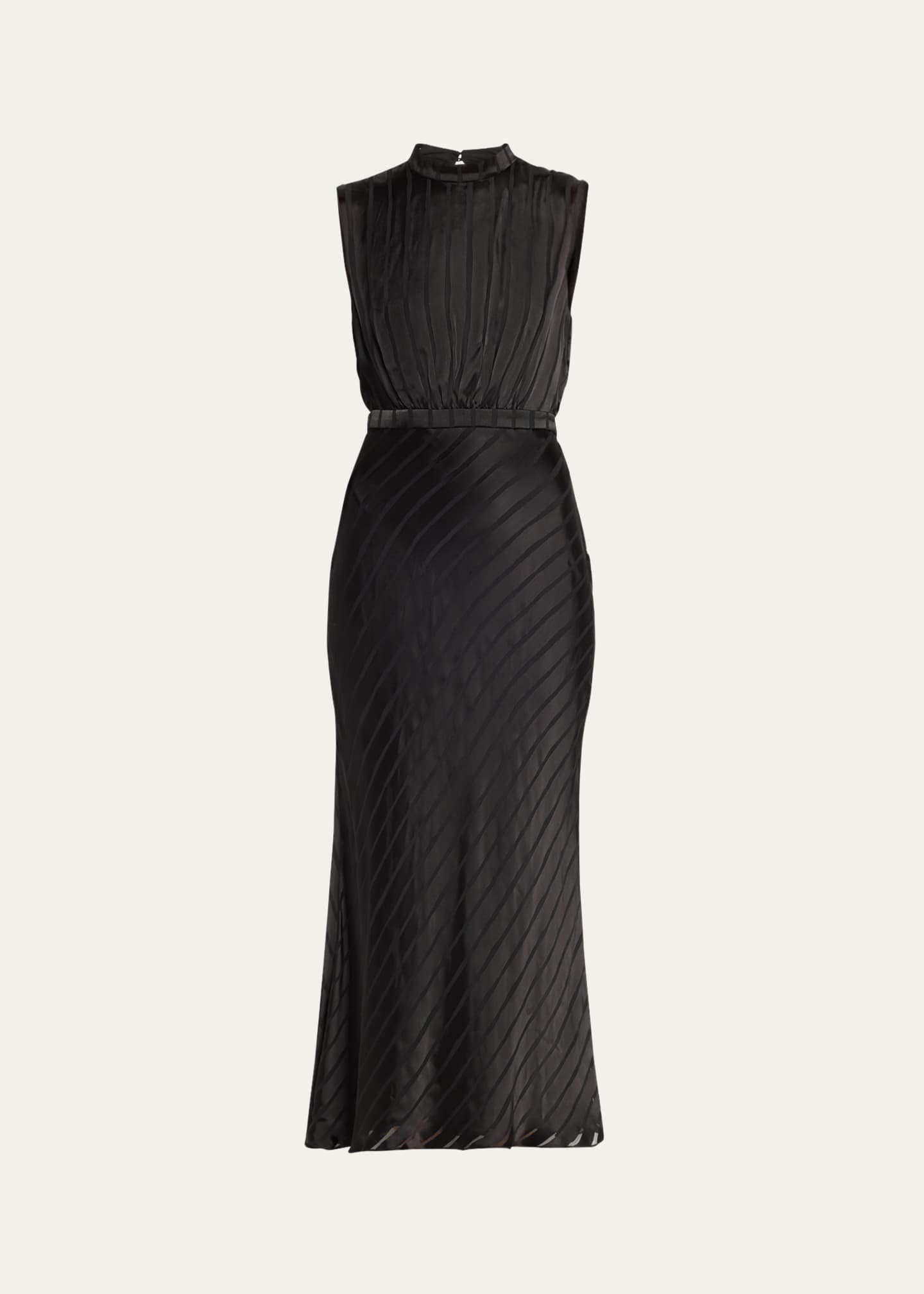 Saloni Fleur F Silk Jacquard Sleeveless Midi Dress Image 1 of 5