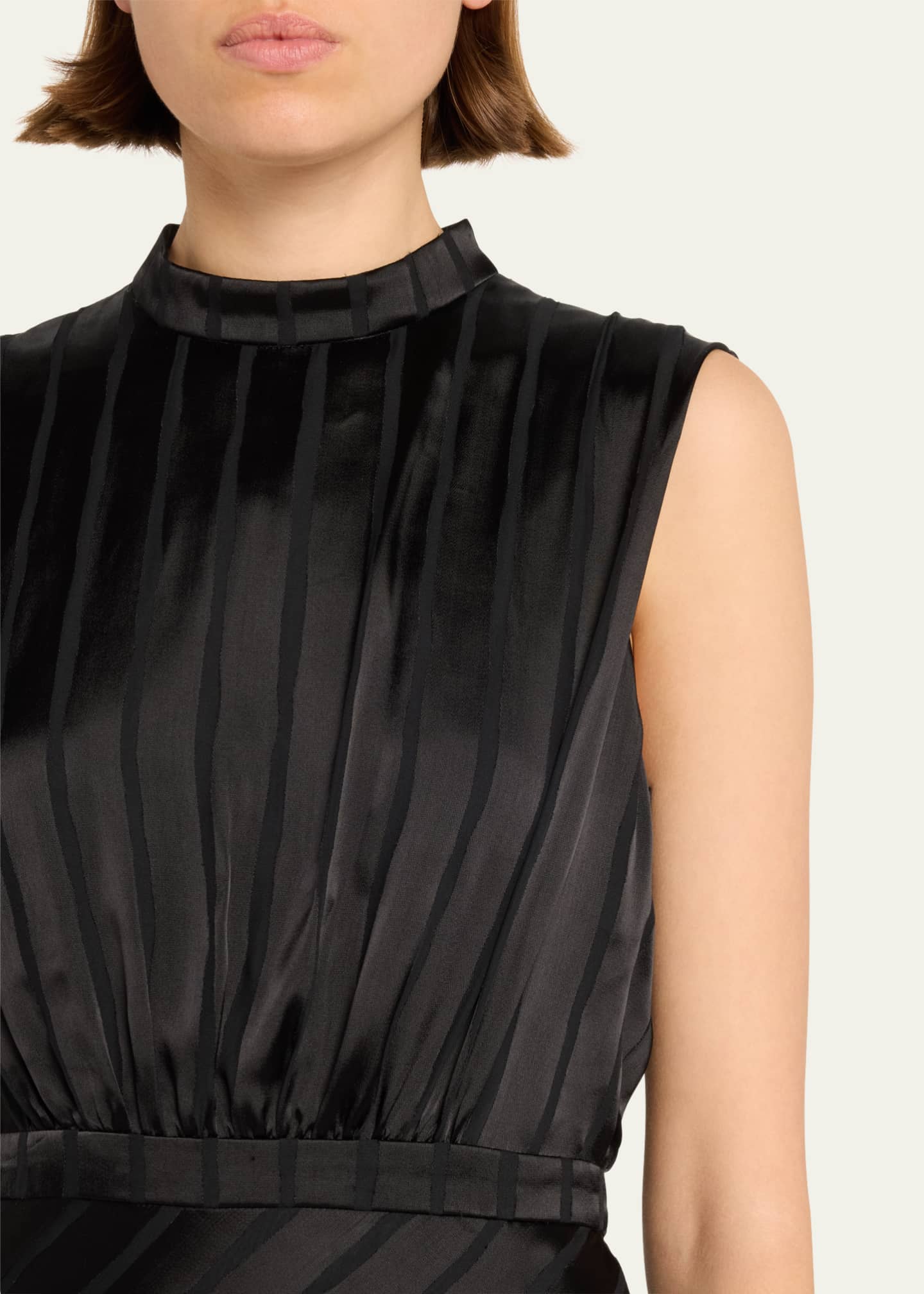 Saloni Fleur F Silk Jacquard Sleeveless Midi Dress Image 5 of 5