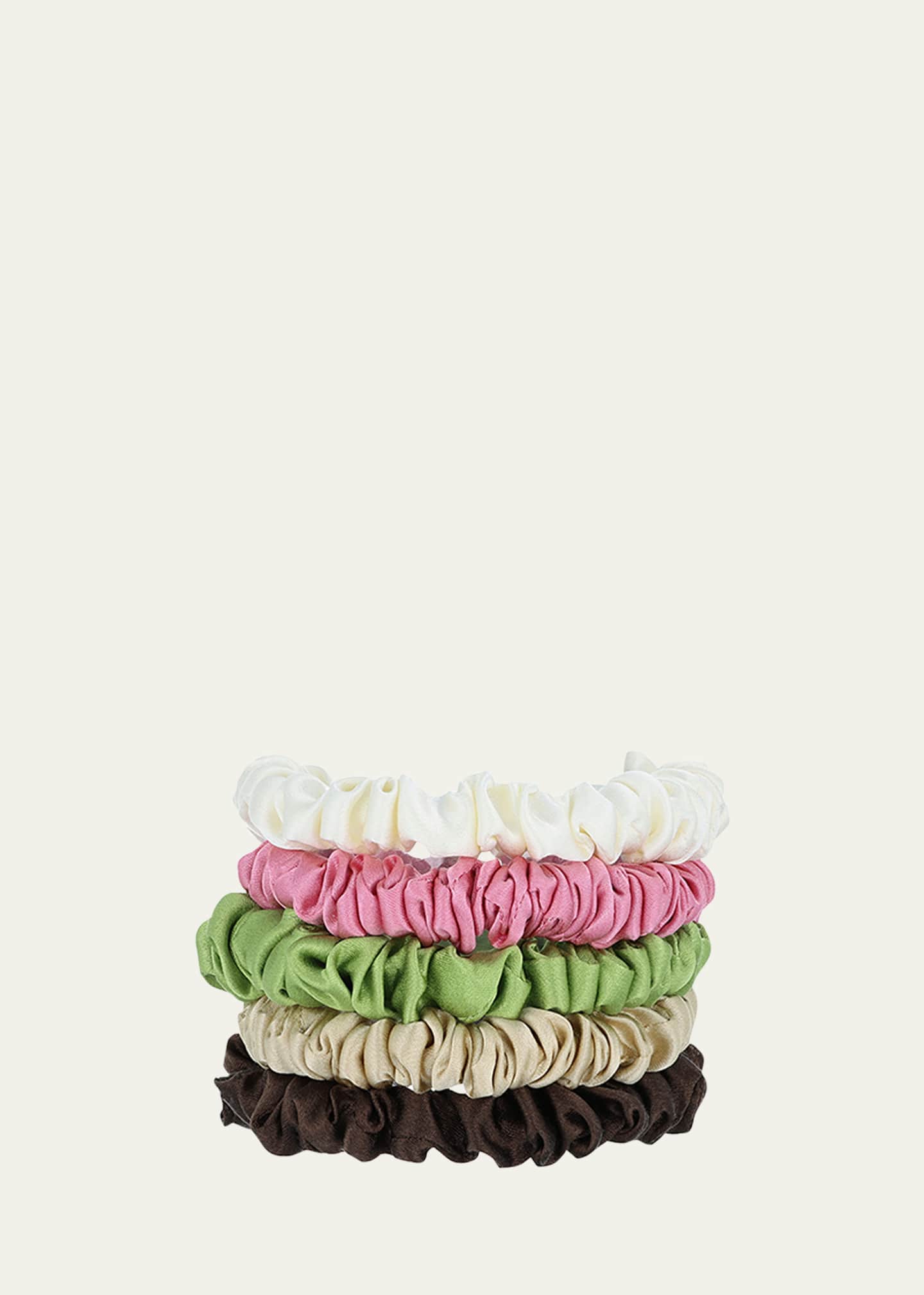 L. Erickson USA Mini Multicolor Silk Ponytail Holders, Set of 5