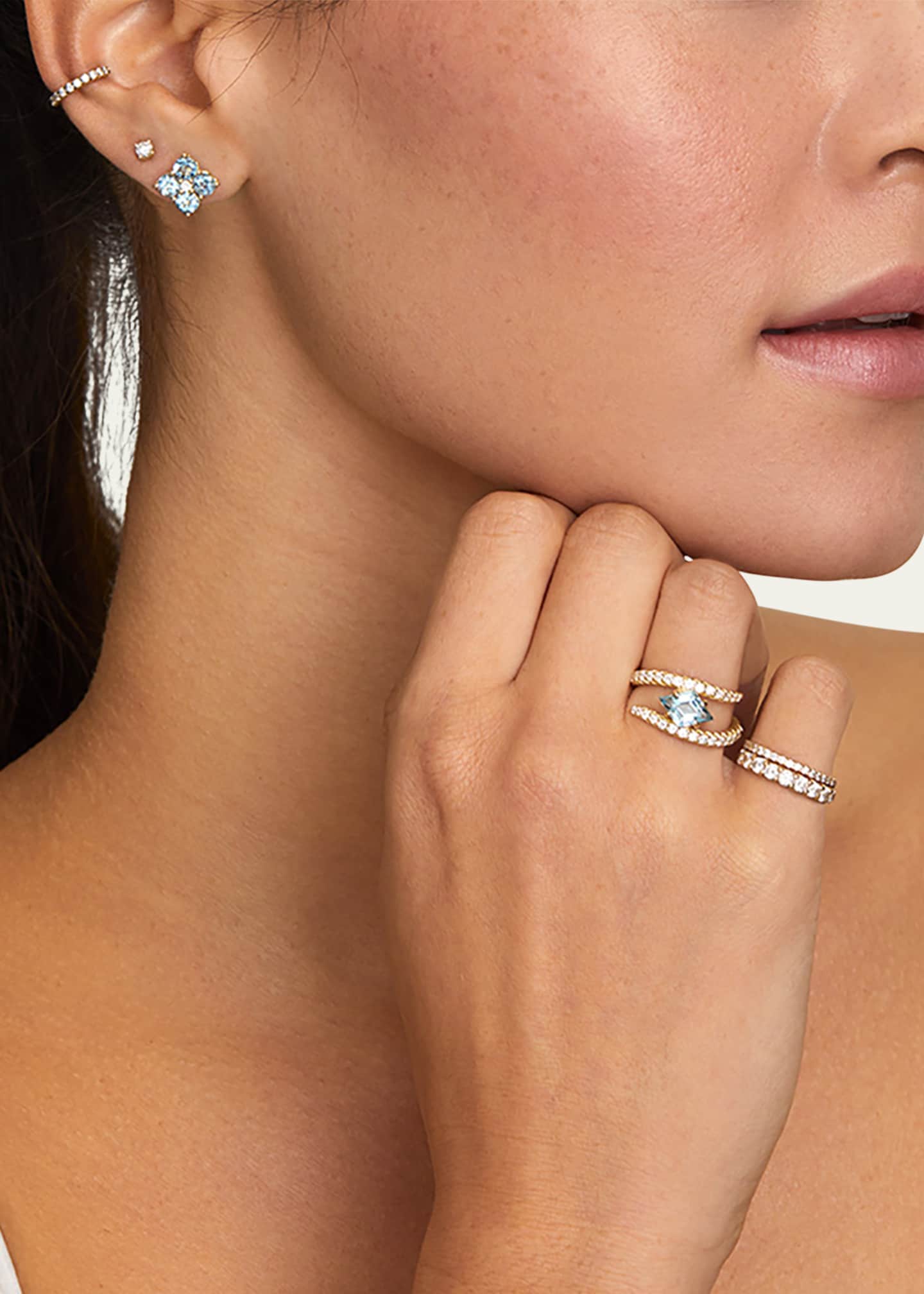 Jamie Wolf 18k Diamond and Aquamarine Script Ring Image 2 of 3