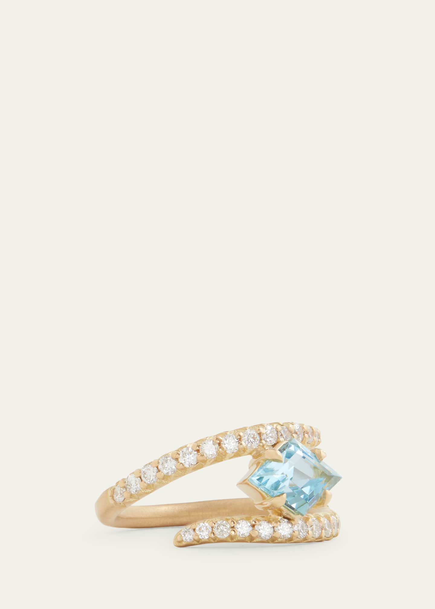 Jamie Wolf 18k Diamond and Aquamarine Script Ring Image 3 of 3