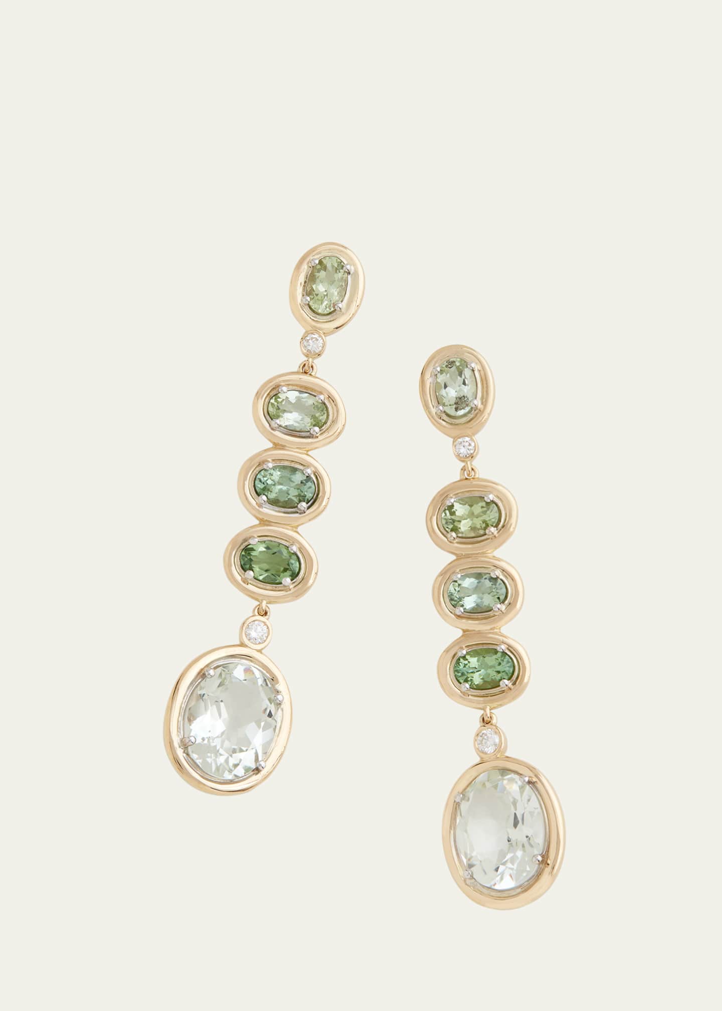 Jamie Wolf 18k Tourmaline Green Amethyst and Diamond Ombre Earrings