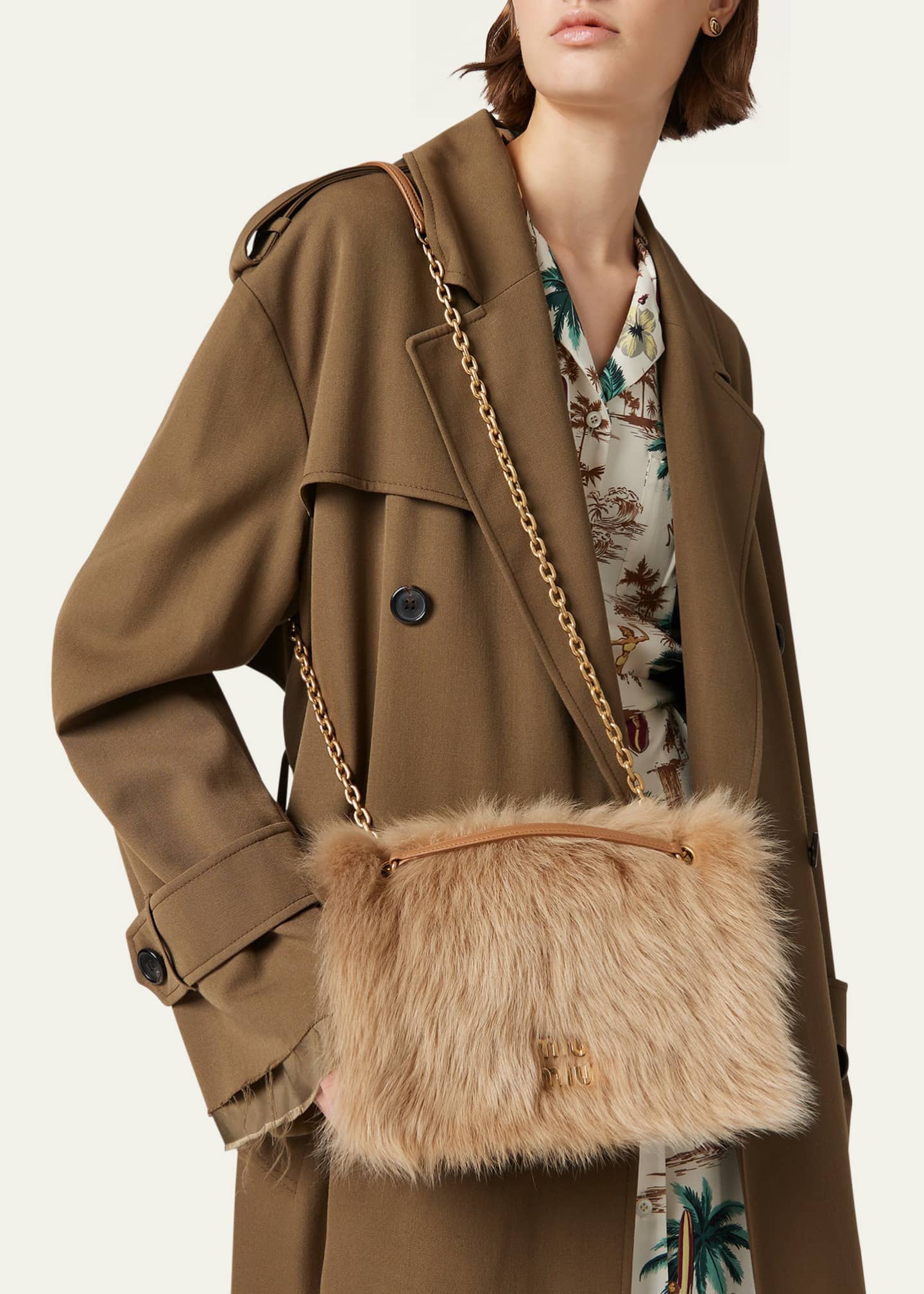 Miu Miu Shearling Flap Chain Shoulder Bag Bergdorf Goodman