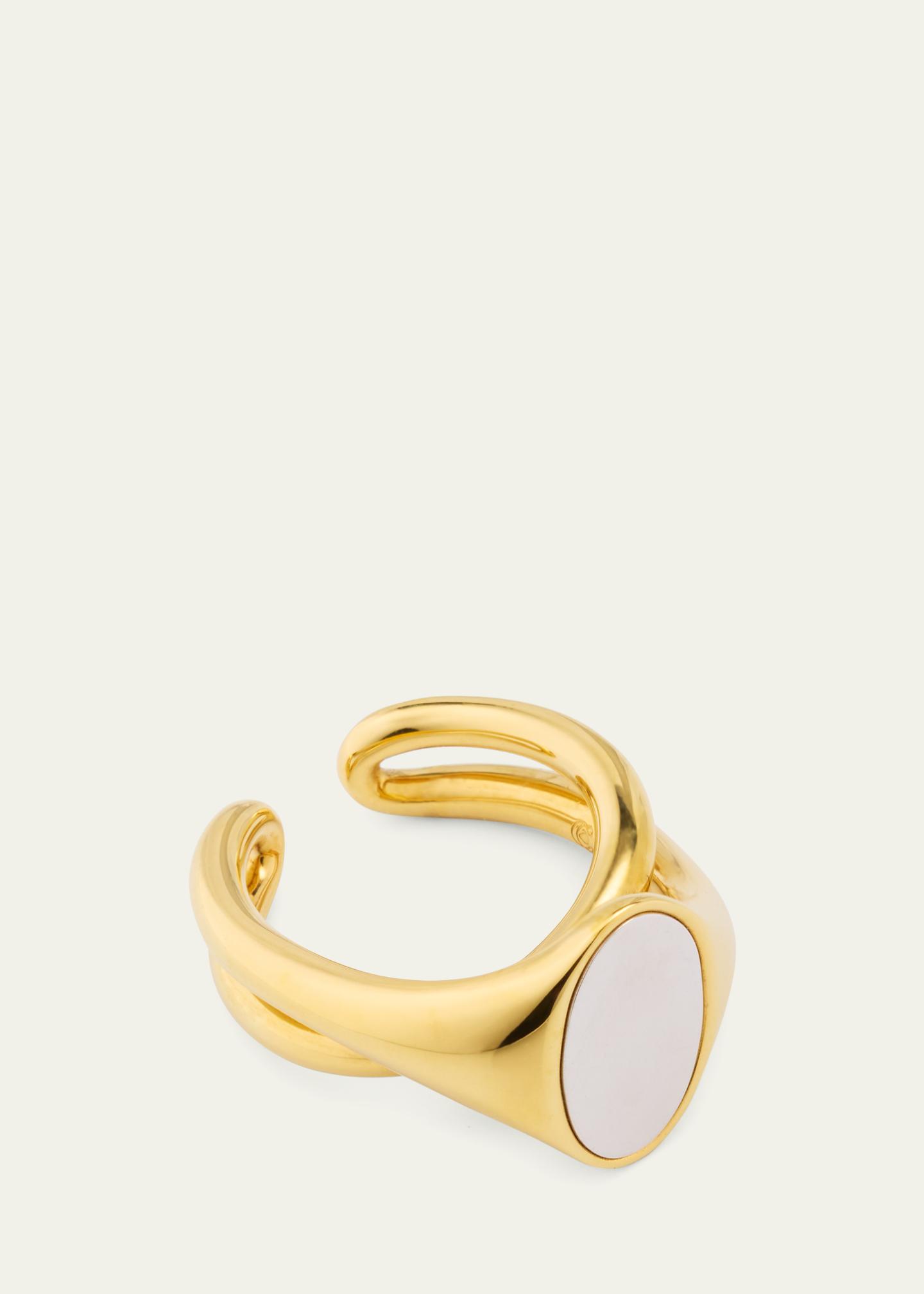 Charlotte Chesnais Chevaliere Initial Ring Two-Tone - Bergdorf Goodman