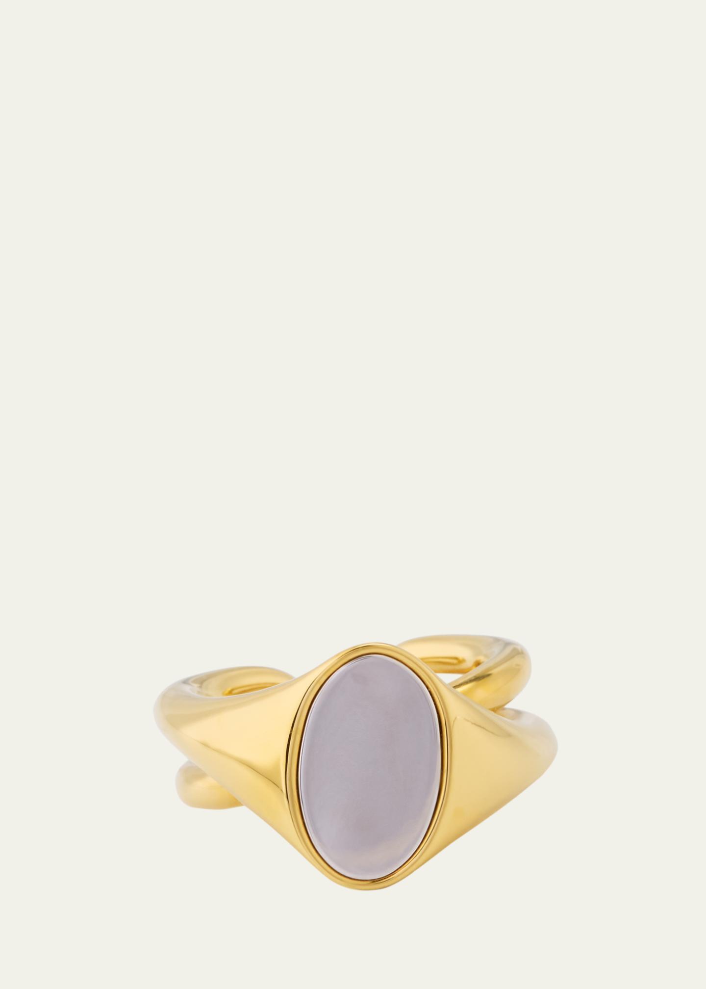 Charlotte Chesnais Chevaliere Initial Ring Two-Tone - Bergdorf Goodman