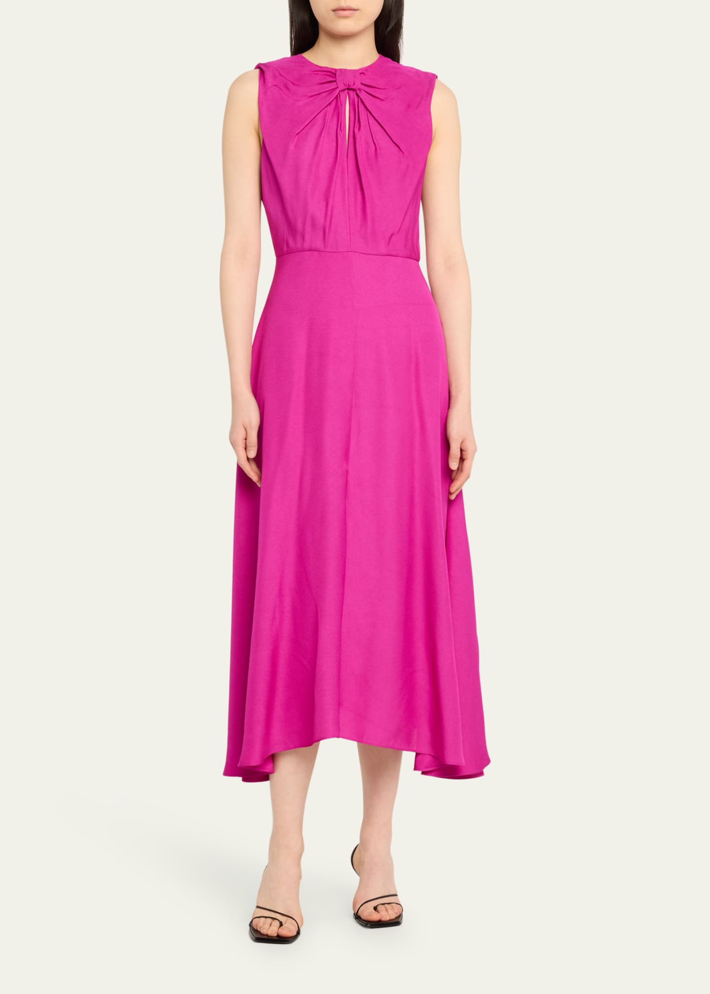 Saloni Marla Sleeveless Bow Midi A line Dress Bergdorf Goodman