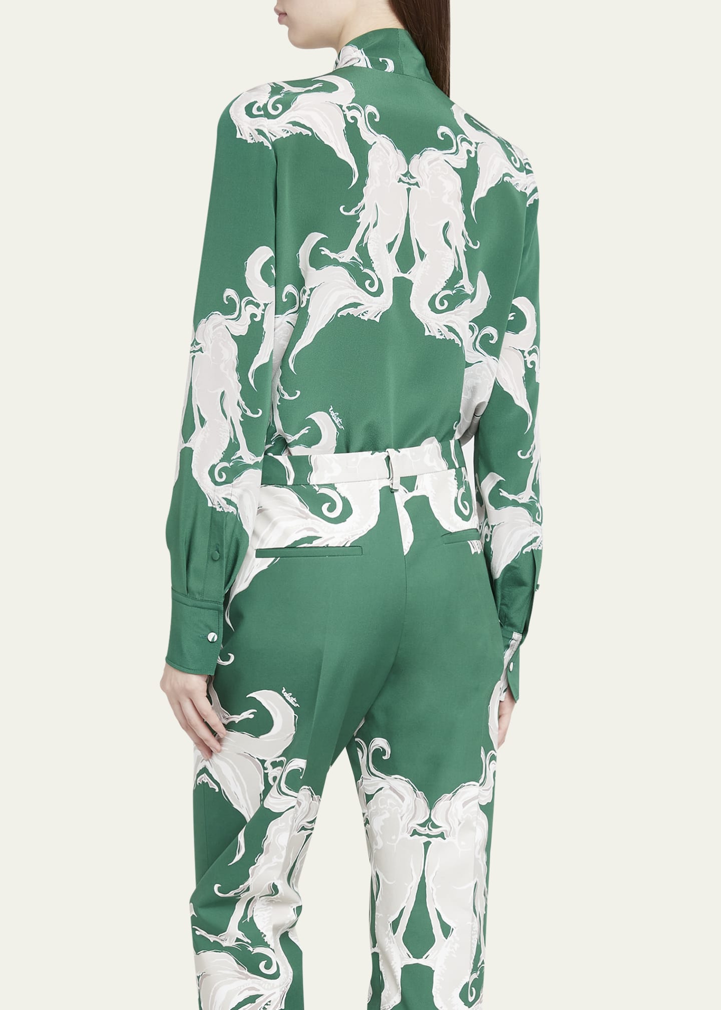 Valentino Garavani Metamorphose Siren Print TieNeck Silk Blouse