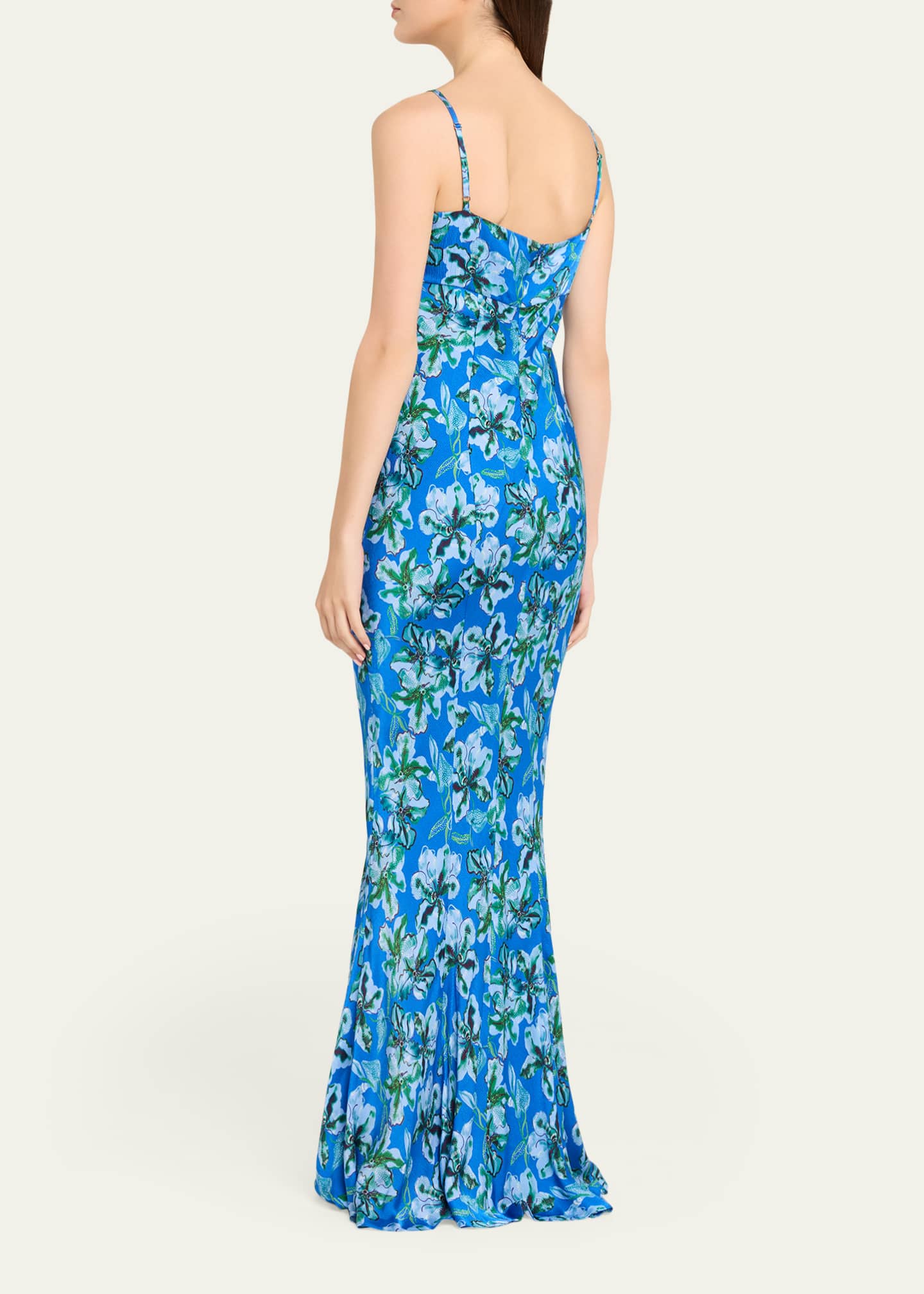 saloni dresses Floral-print Silk-satin Midi Dress - Women it radiates evening elegance Saloni Renee Long Floral Silk