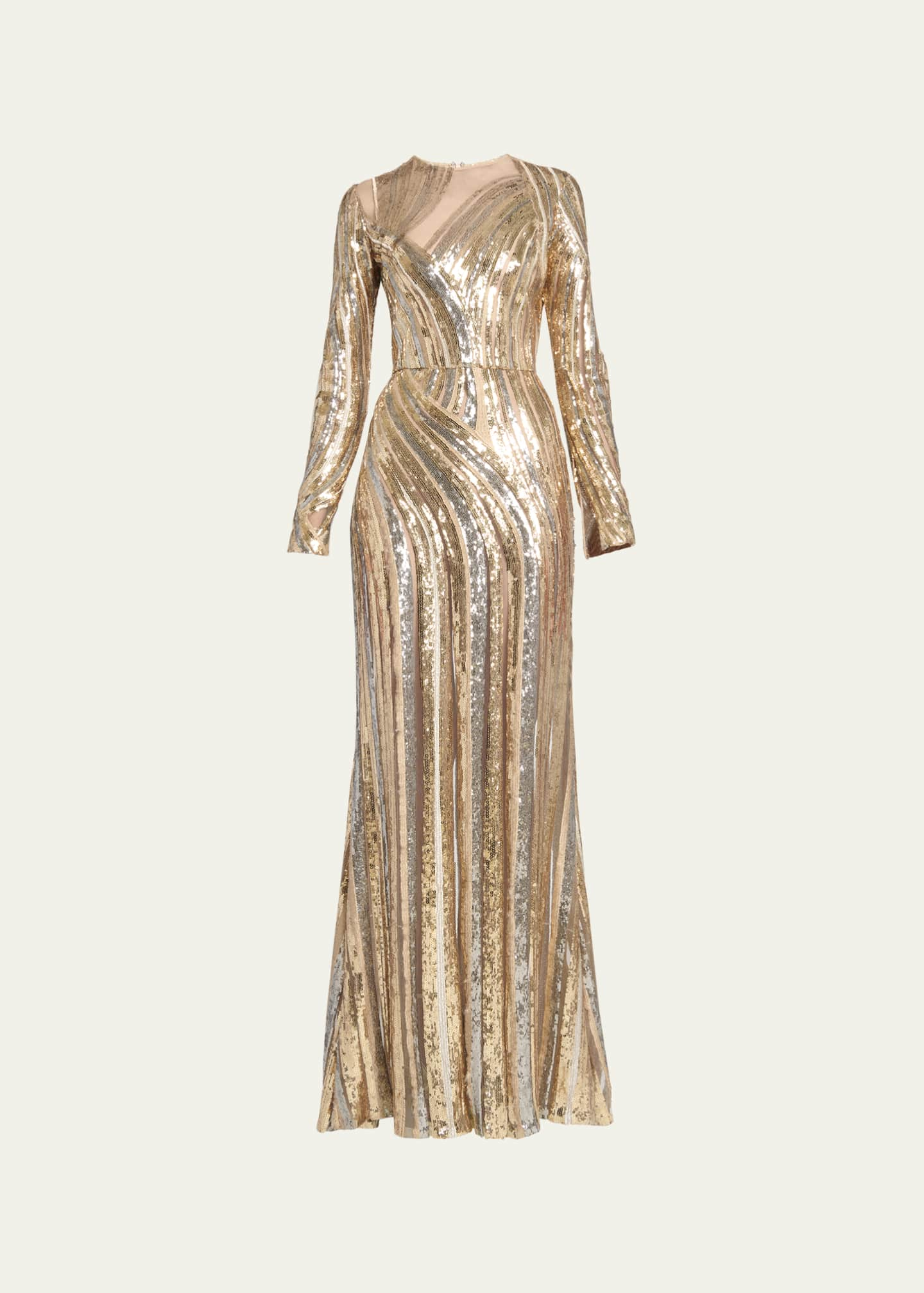 Elie Saab Long Wave Sequined Tulle Dress - Bergdorf Goodman