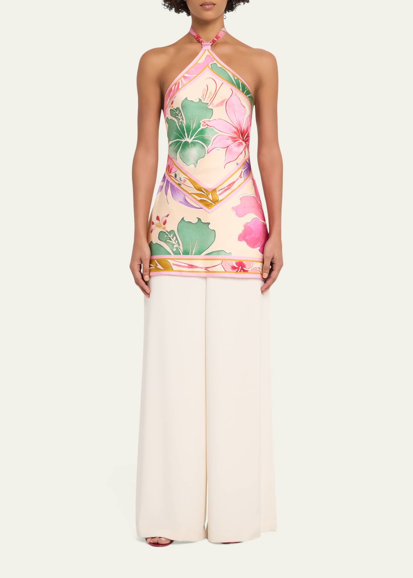 Retrofete Adelaide Floral Silk Knotted Halter Overlay Mini Dress - Bergdorf  Goodman